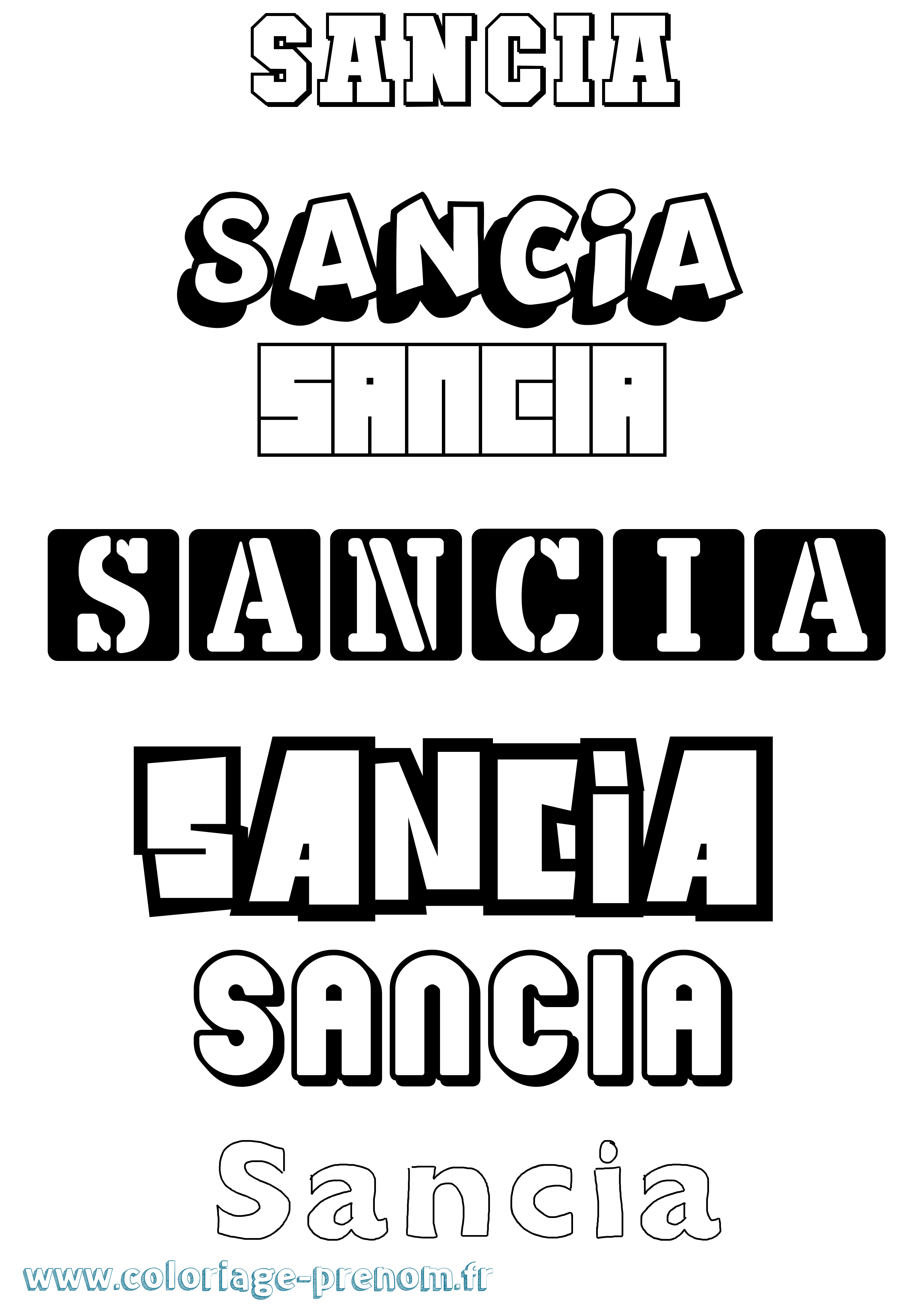 Coloriage Sancia Simple Coloriage prénom Sancia Simple