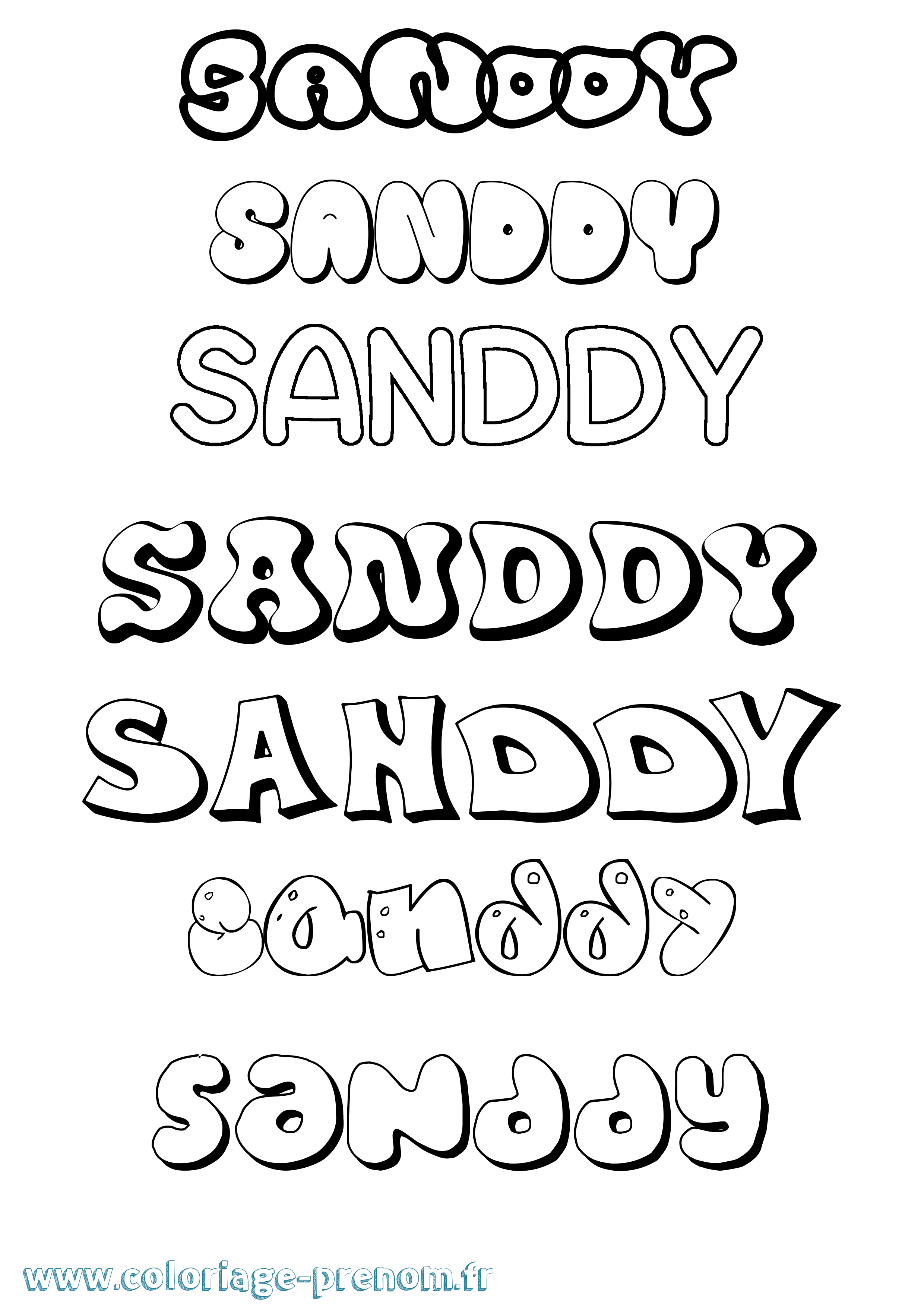Coloriage Sanddy Bubble Coloriage prénom Sanddy Bubble