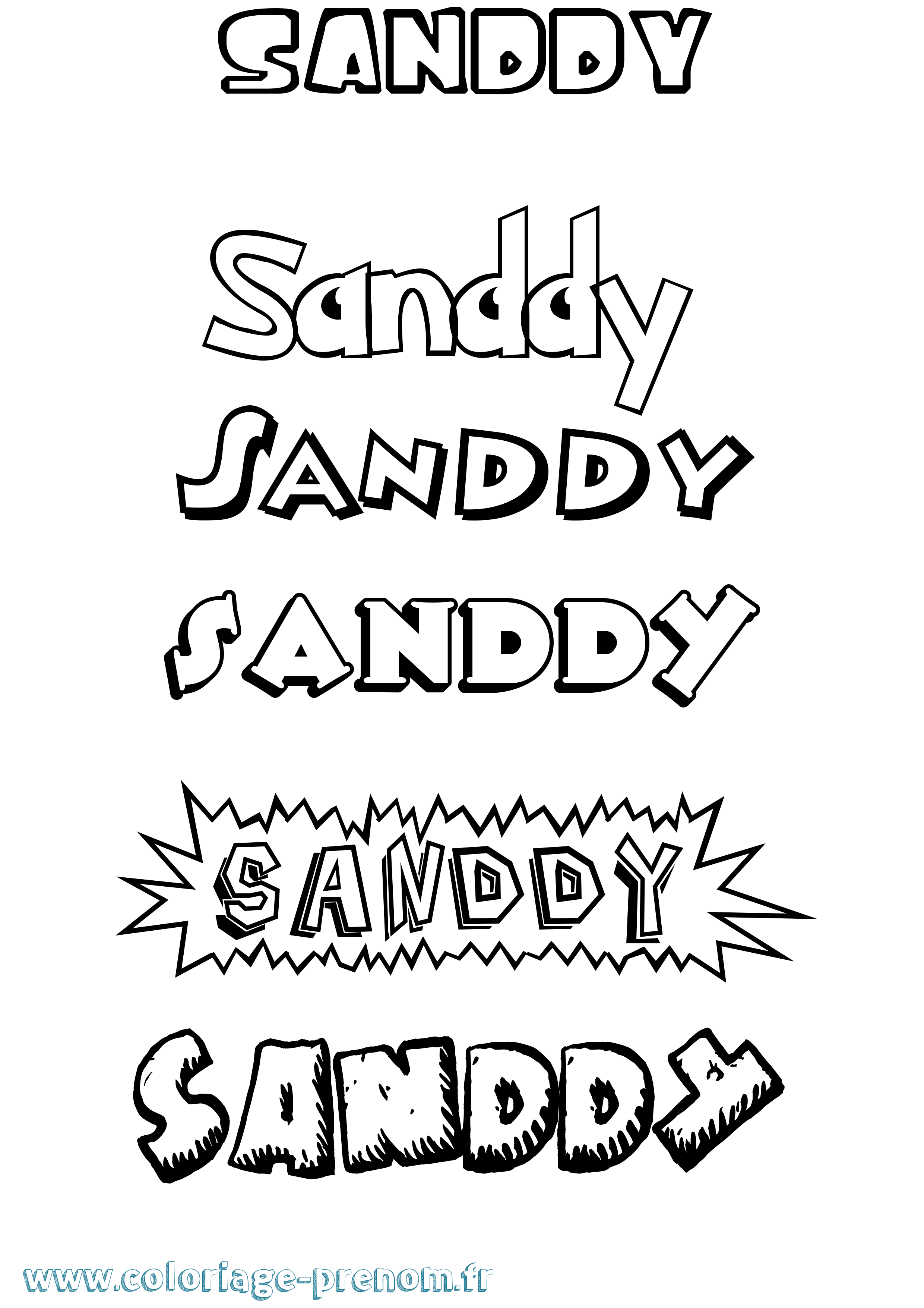 Coloriage Sanddy Dessin Animé Coloriage prénom Sanddy Dessin Animé