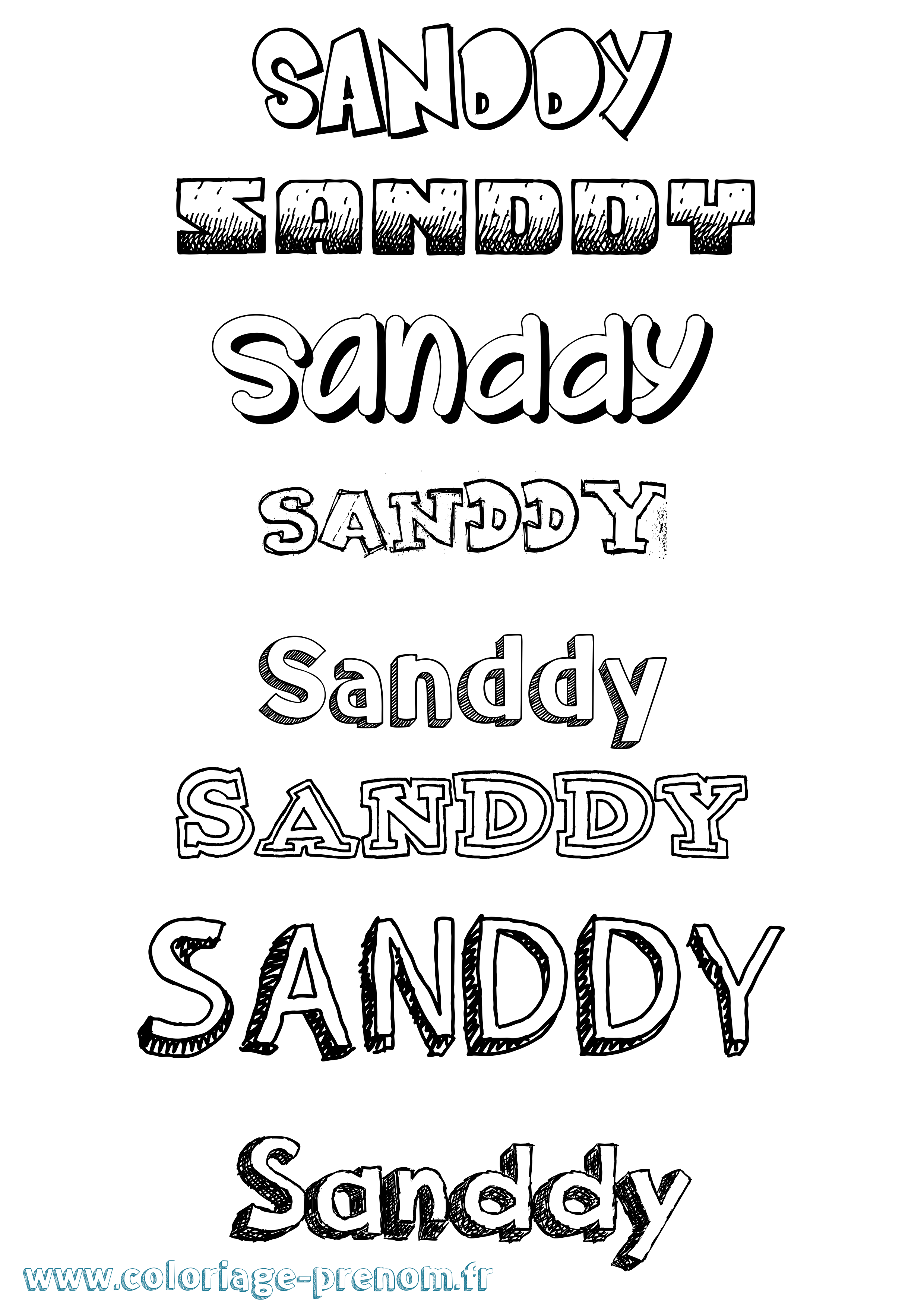 Coloriage Sanddy Dessiné Coloriage prénom Sanddy Dessiné