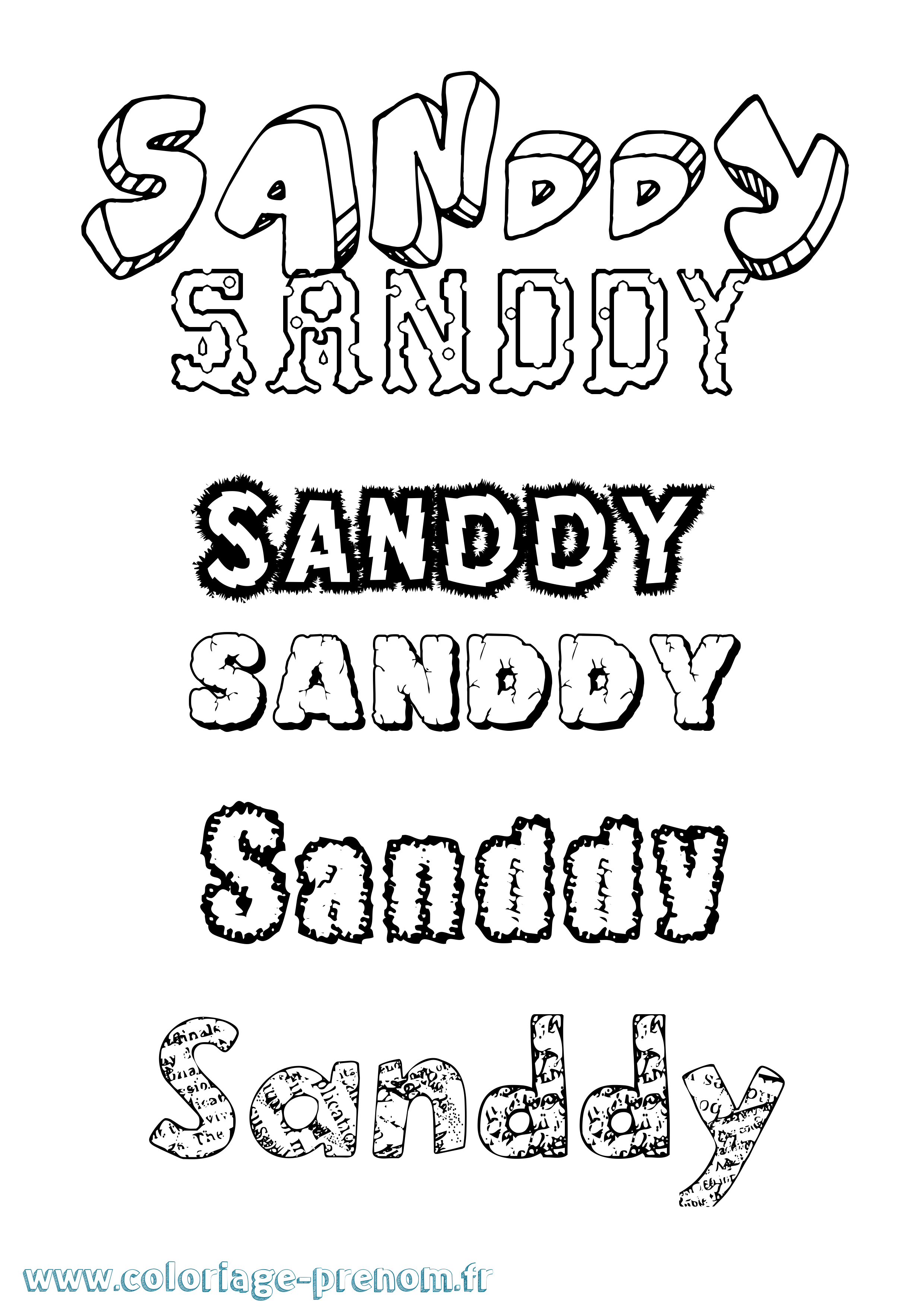 Coloriage Sanddy Destructuré Coloriage prénom Sanddy Destructuré