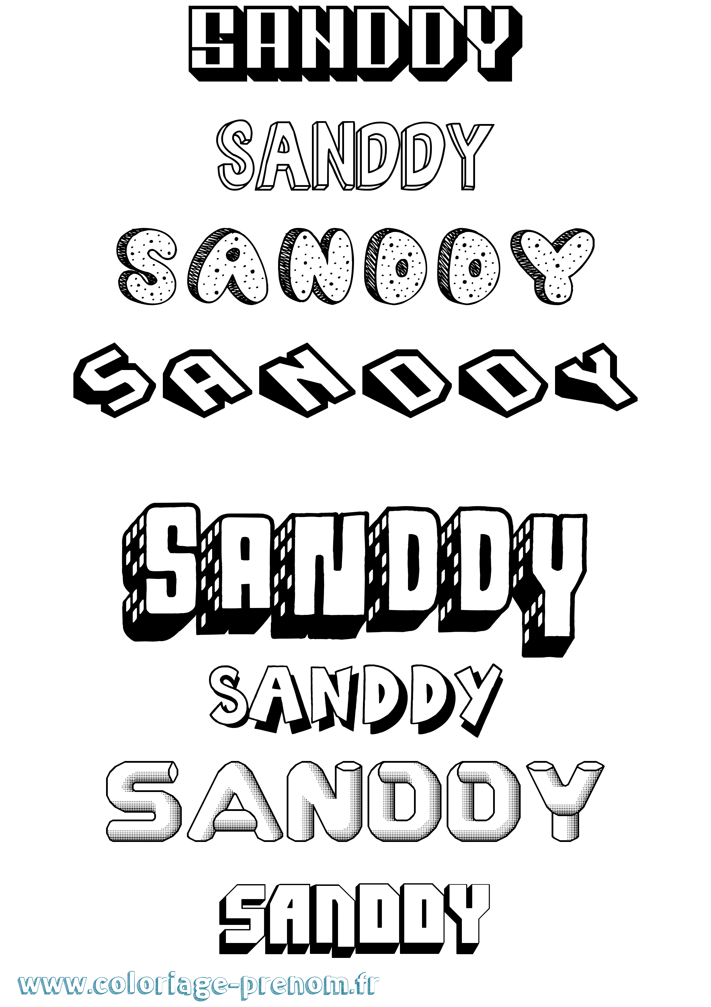 Coloriage Sanddy Effet 3D Coloriage prénom Sanddy Effet 3D