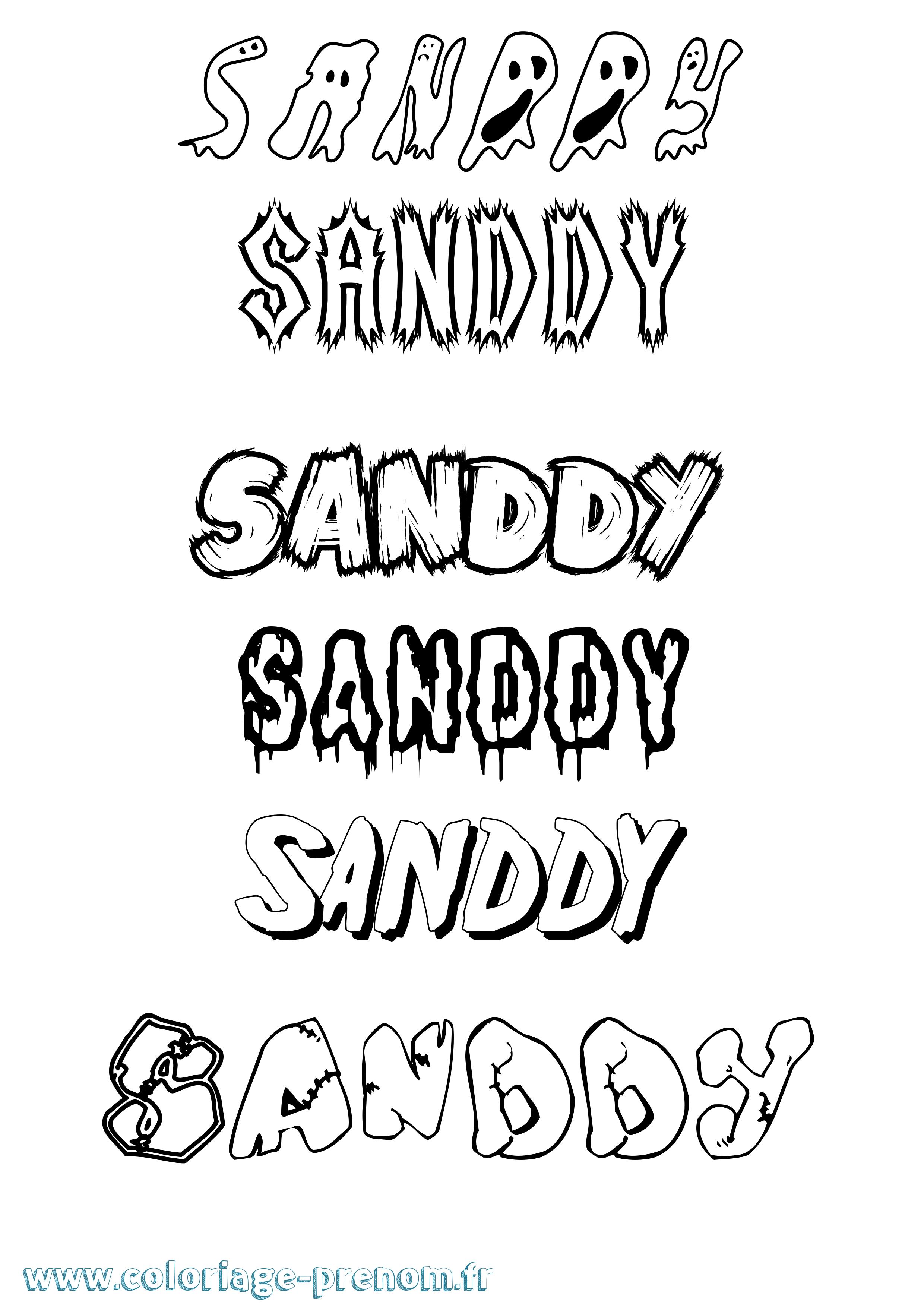 Coloriage Sanddy Frisson Coloriage prénom Sanddy Frisson
