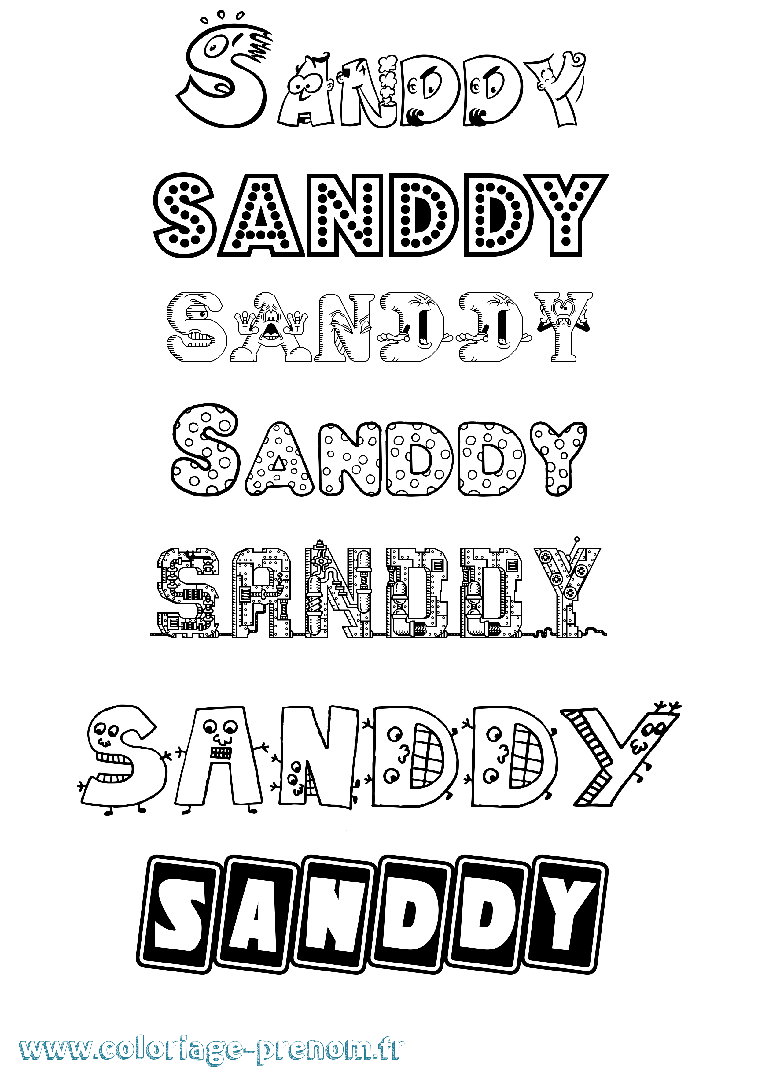 Coloriage Sanddy Fun Coloriage prénom Sanddy Fun