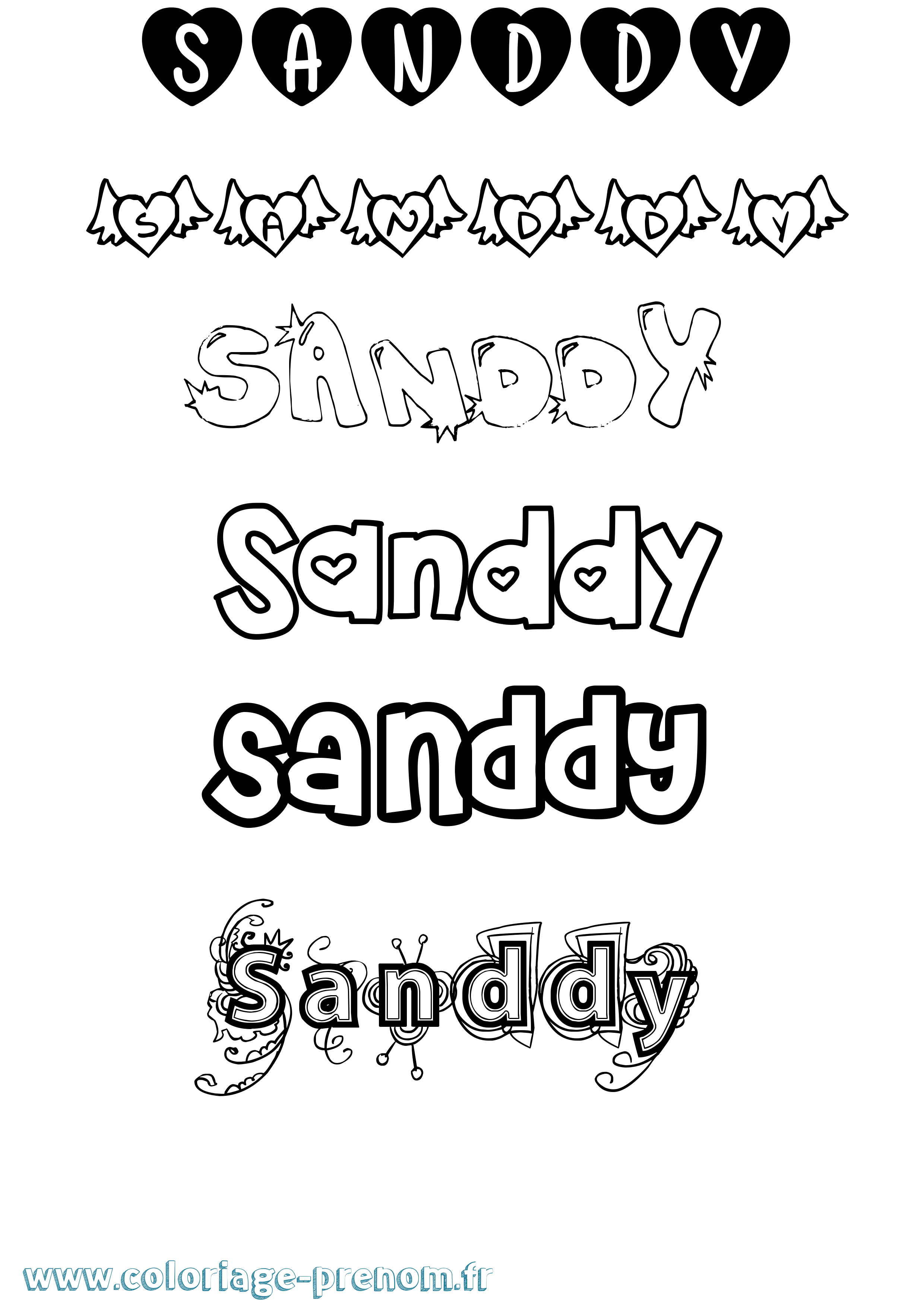 Coloriage Sanddy Girly Coloriage prénom Sanddy Girly