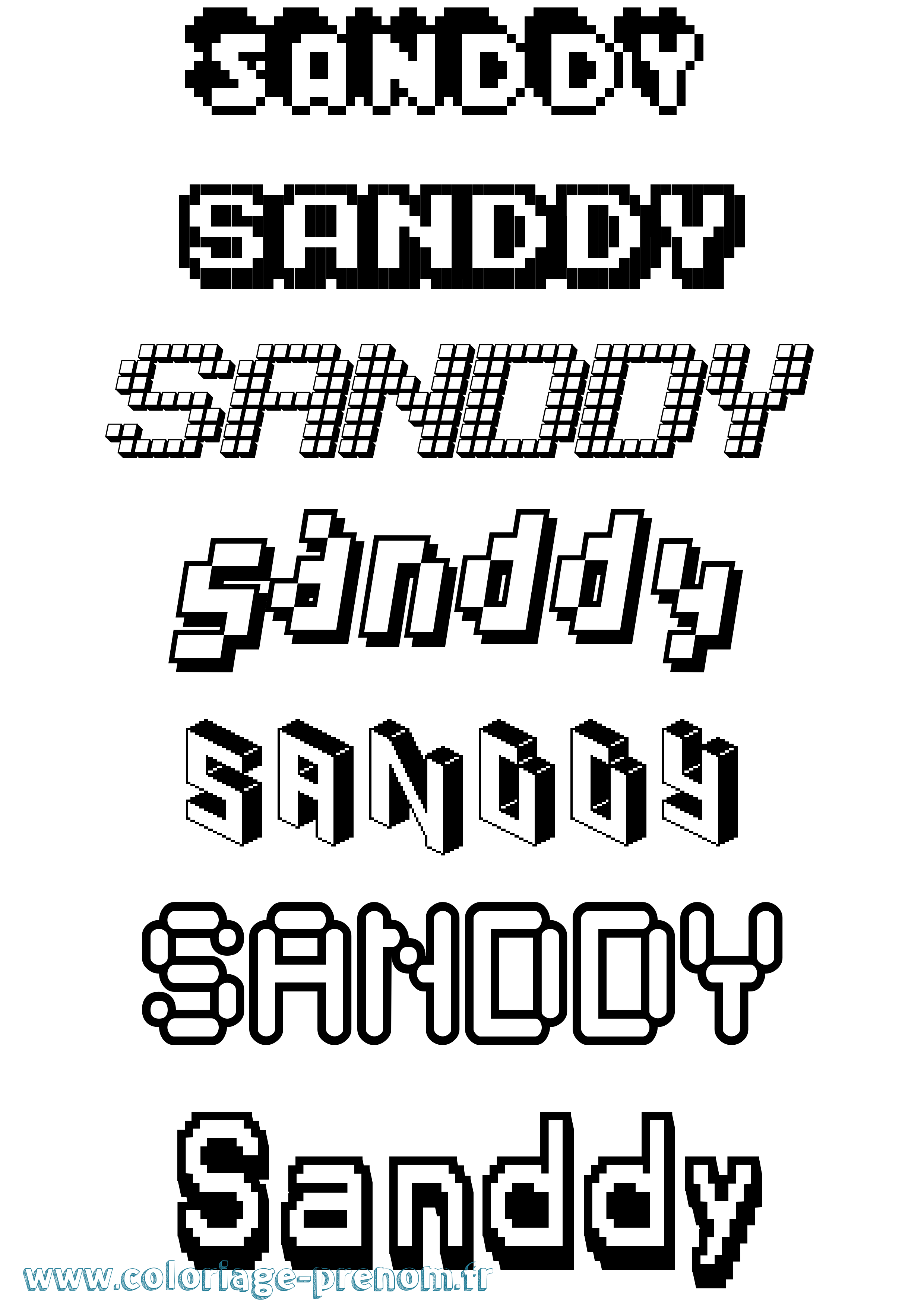 Coloriage Sanddy Pixel Coloriage prénom Sanddy Pixel
