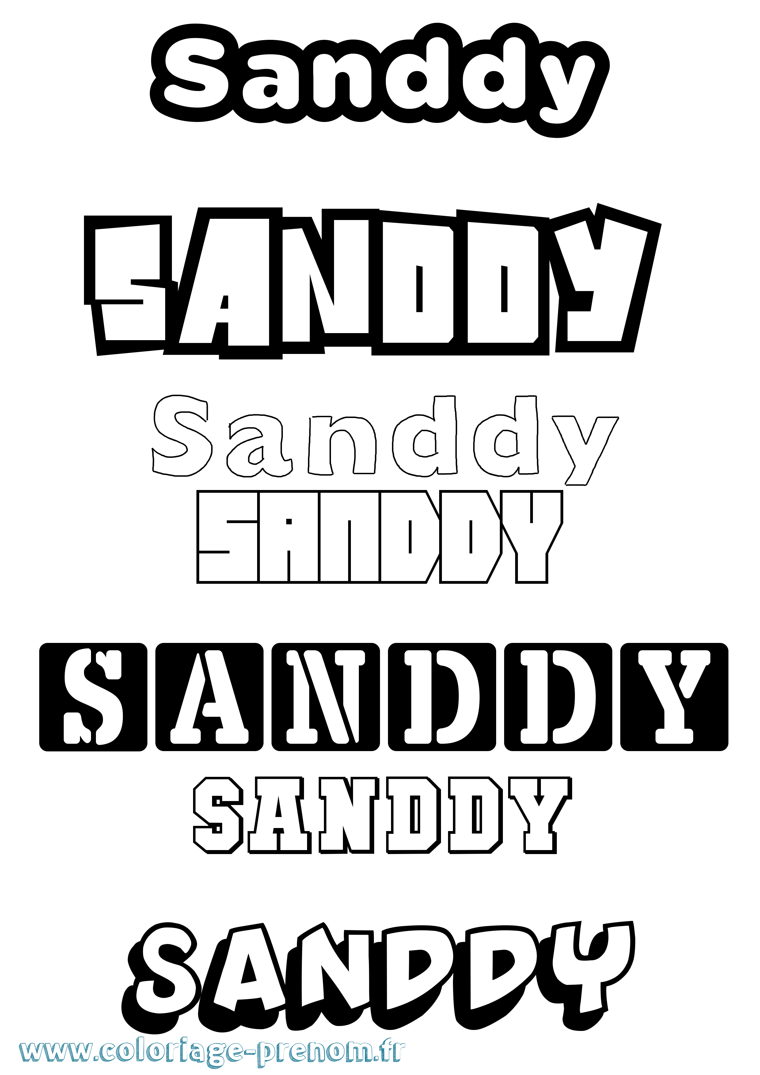 Coloriage Sanddy Simple Coloriage prénom Sanddy Simple