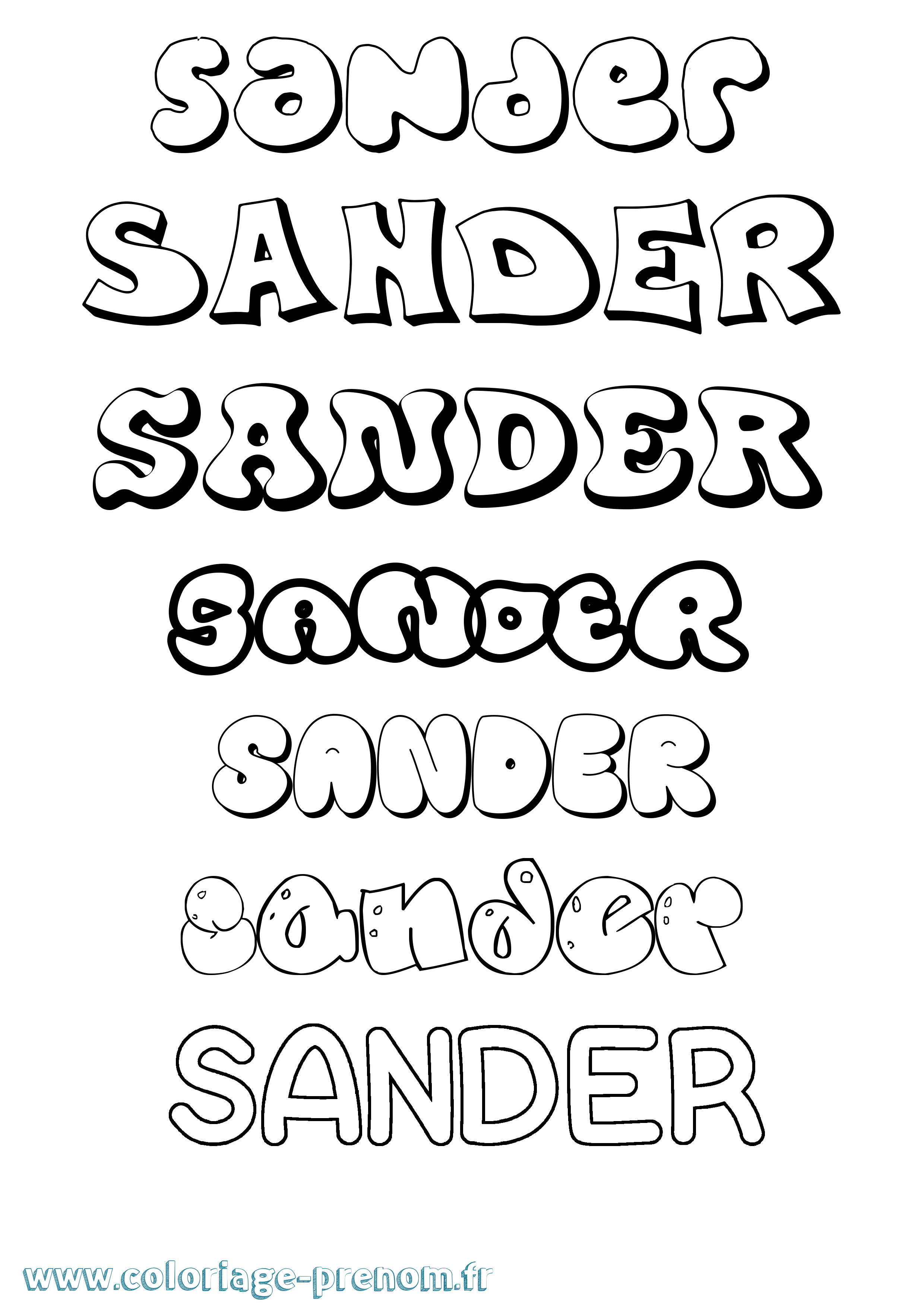 Coloriage Sander Bubble Coloriage prénom Sander Bubble
