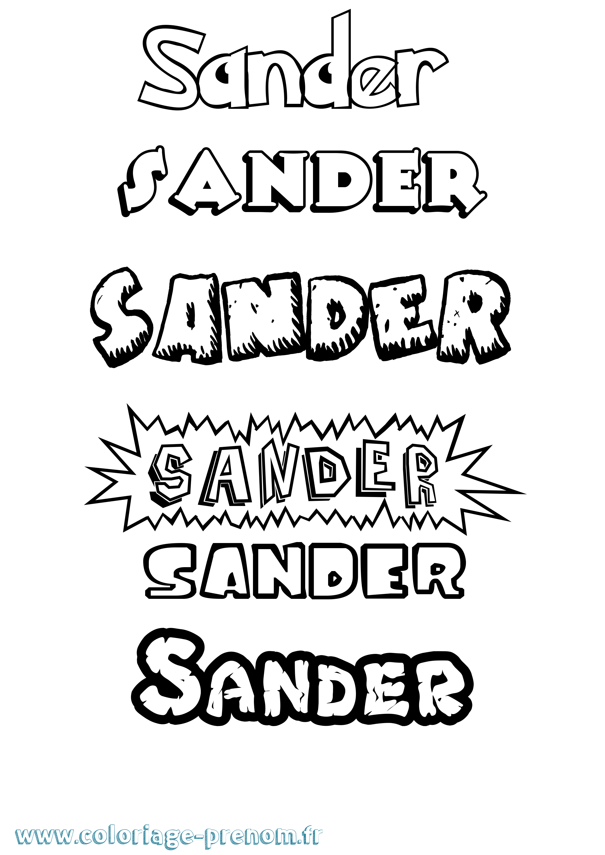 Coloriage Sander Dessin Animé Coloriage prénom Sander Dessin Animé