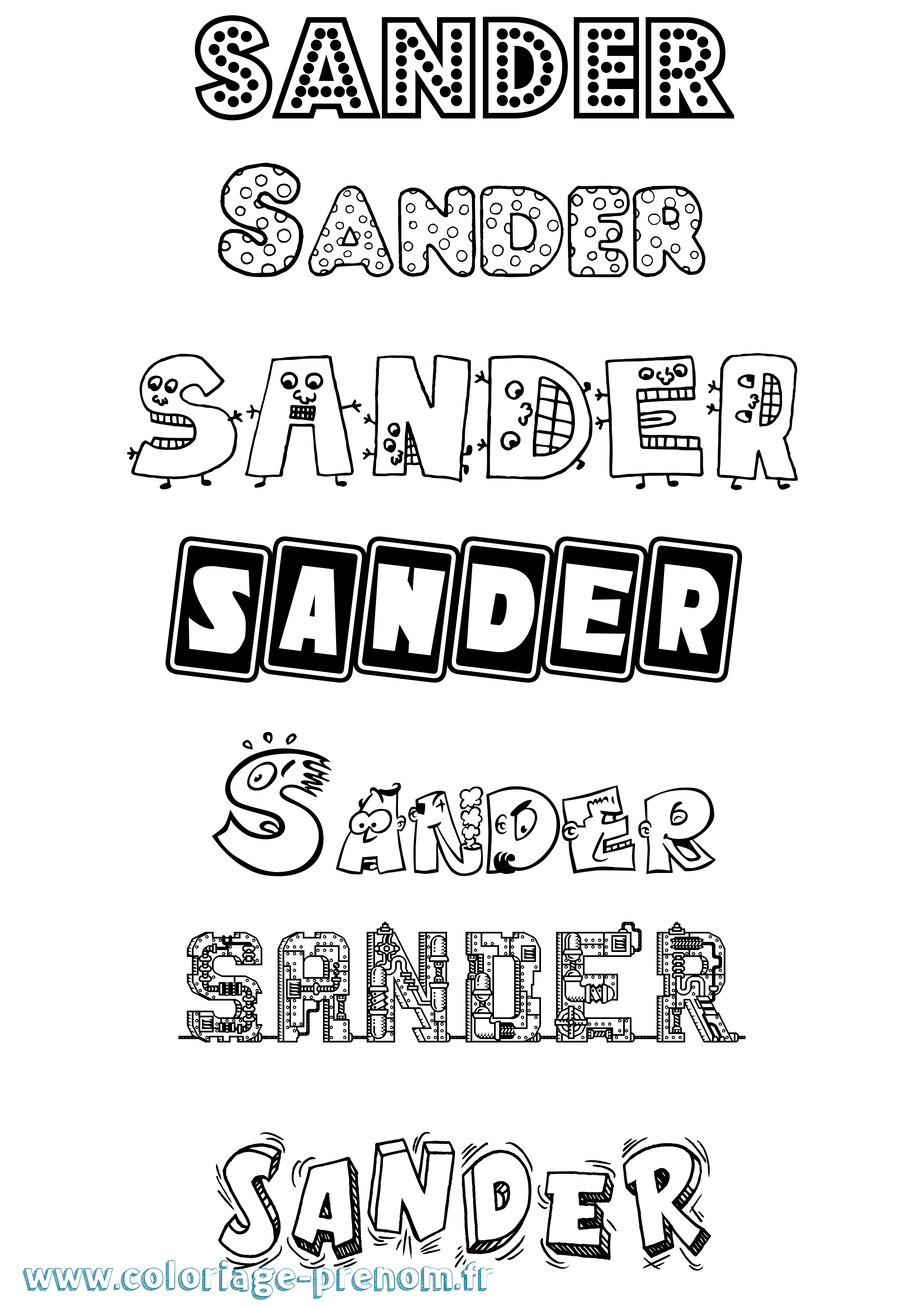 Coloriage Sander Fun Coloriage prénom Sander Fun