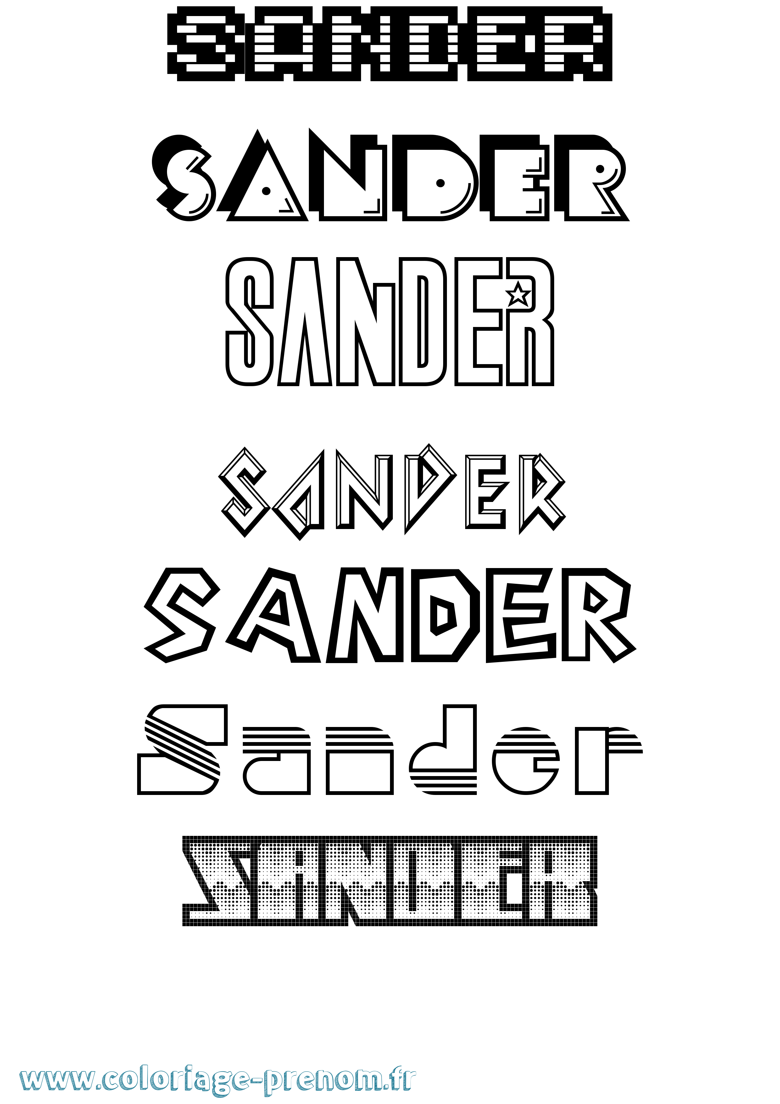 Coloriage Sander Jeux Vidéos Coloriage prénom Sander Jeux Vidéos