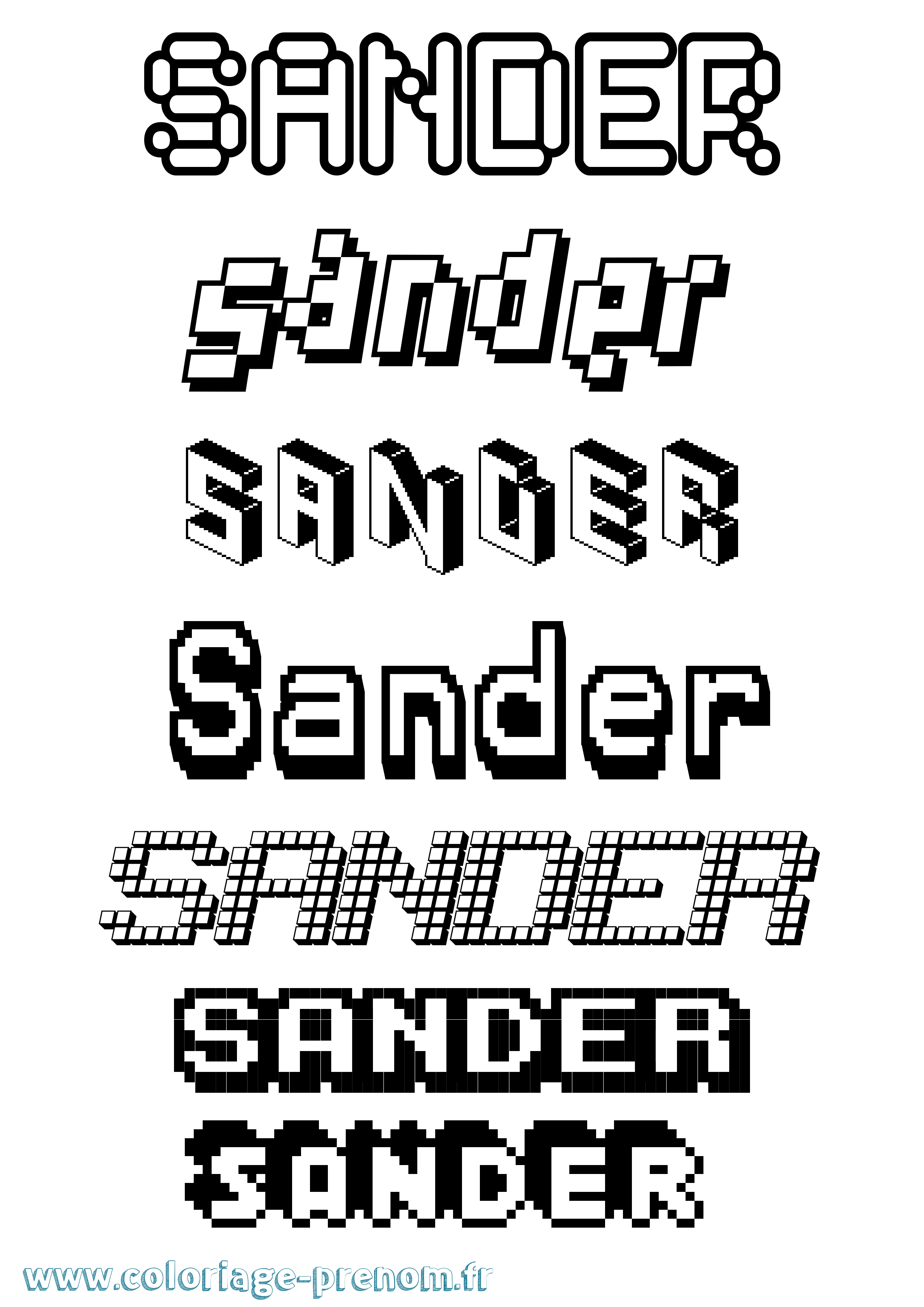 Coloriage Sander Pixel Coloriage prénom Sander Pixel