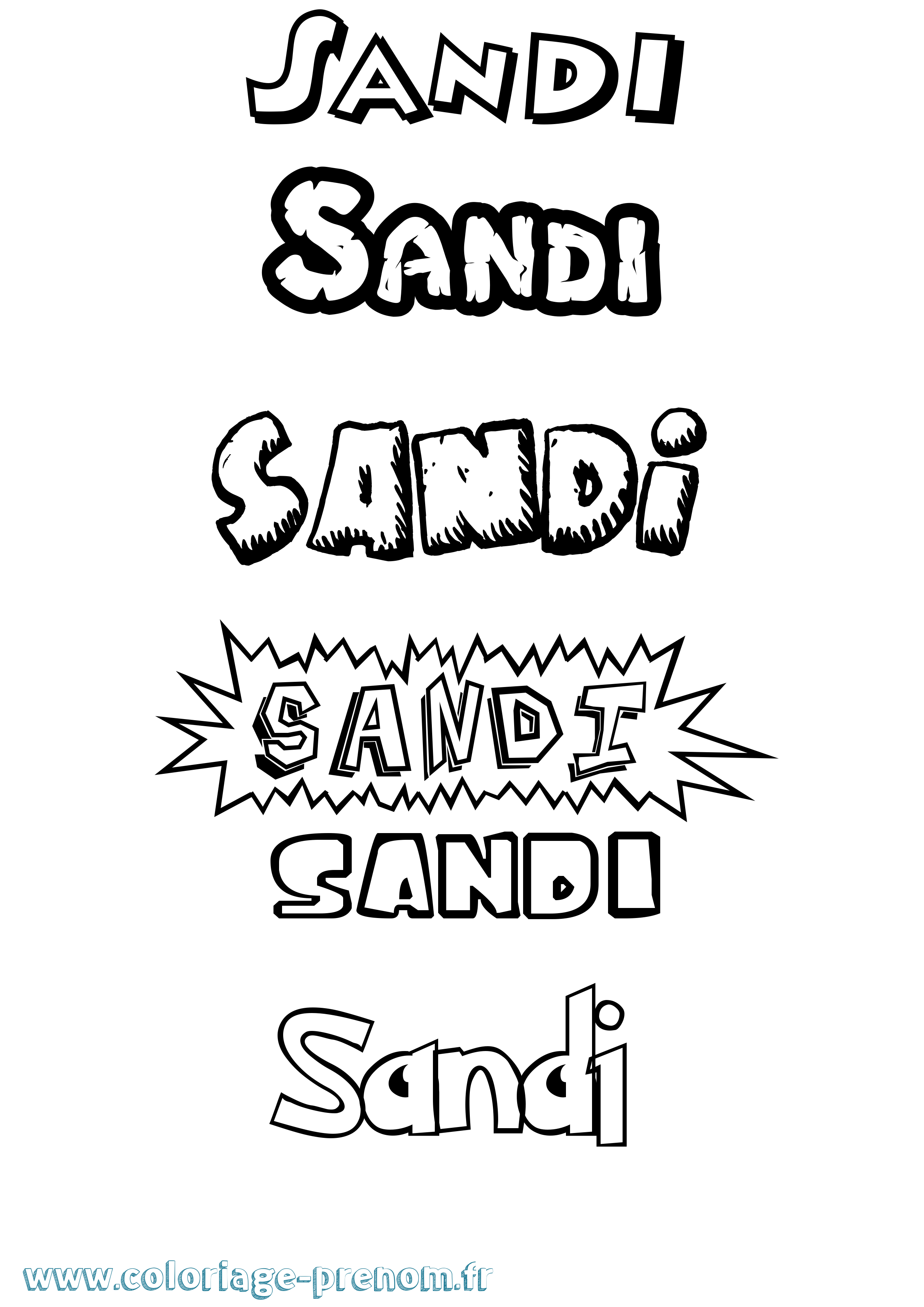Coloriage Sandi Dessin Animé Coloriage prénom Sandi Dessin Animé