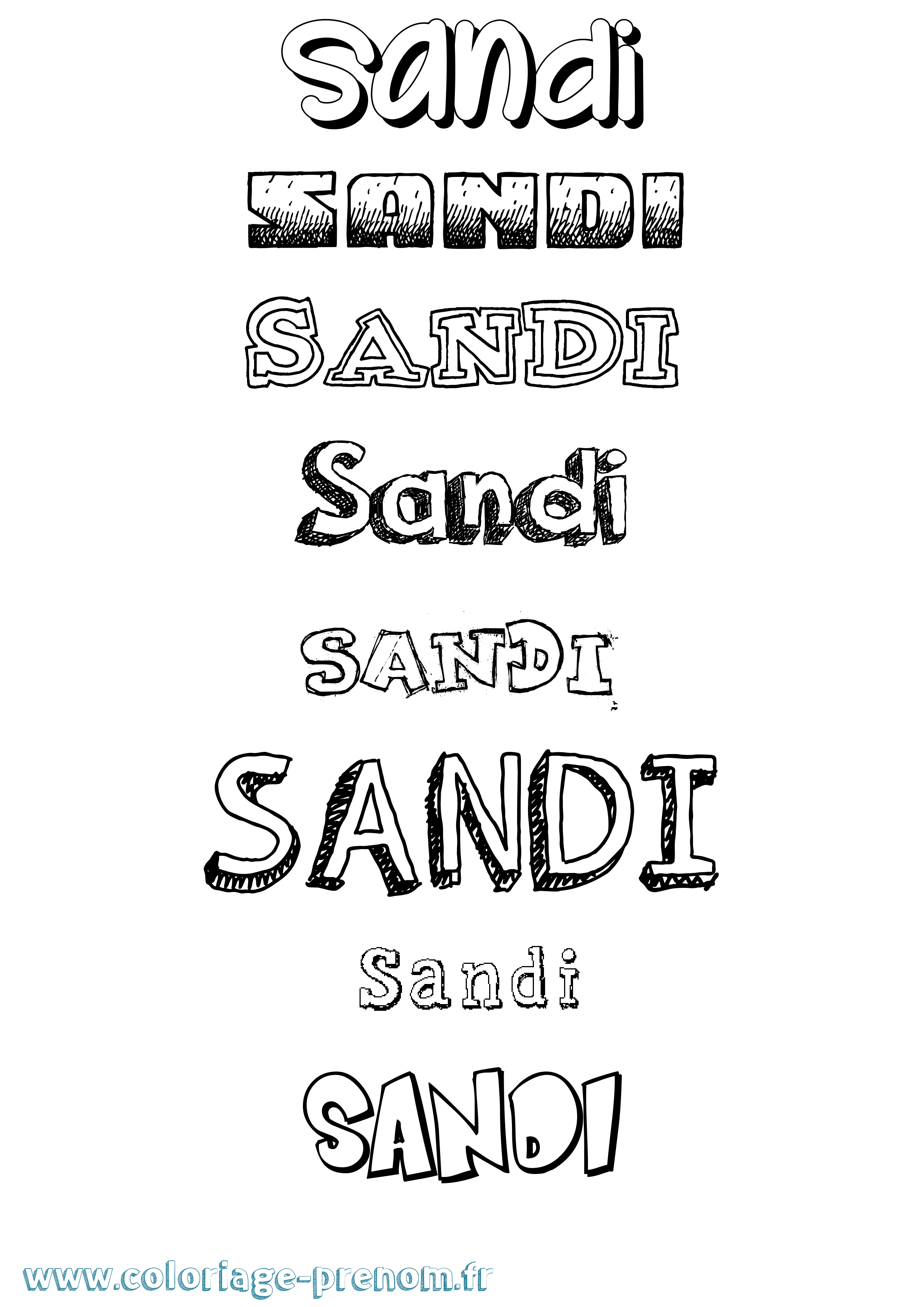 Coloriage Sandi Dessiné Coloriage prénom Sandi Dessiné