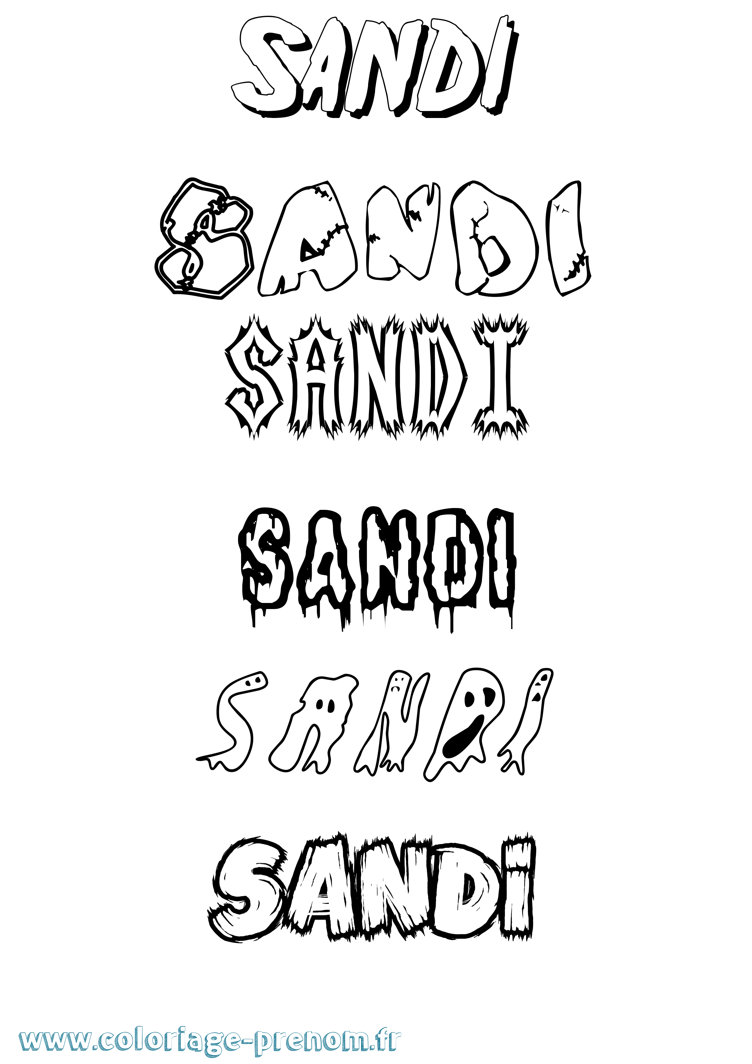 Coloriage Sandi Frisson Coloriage prénom Sandi Frisson