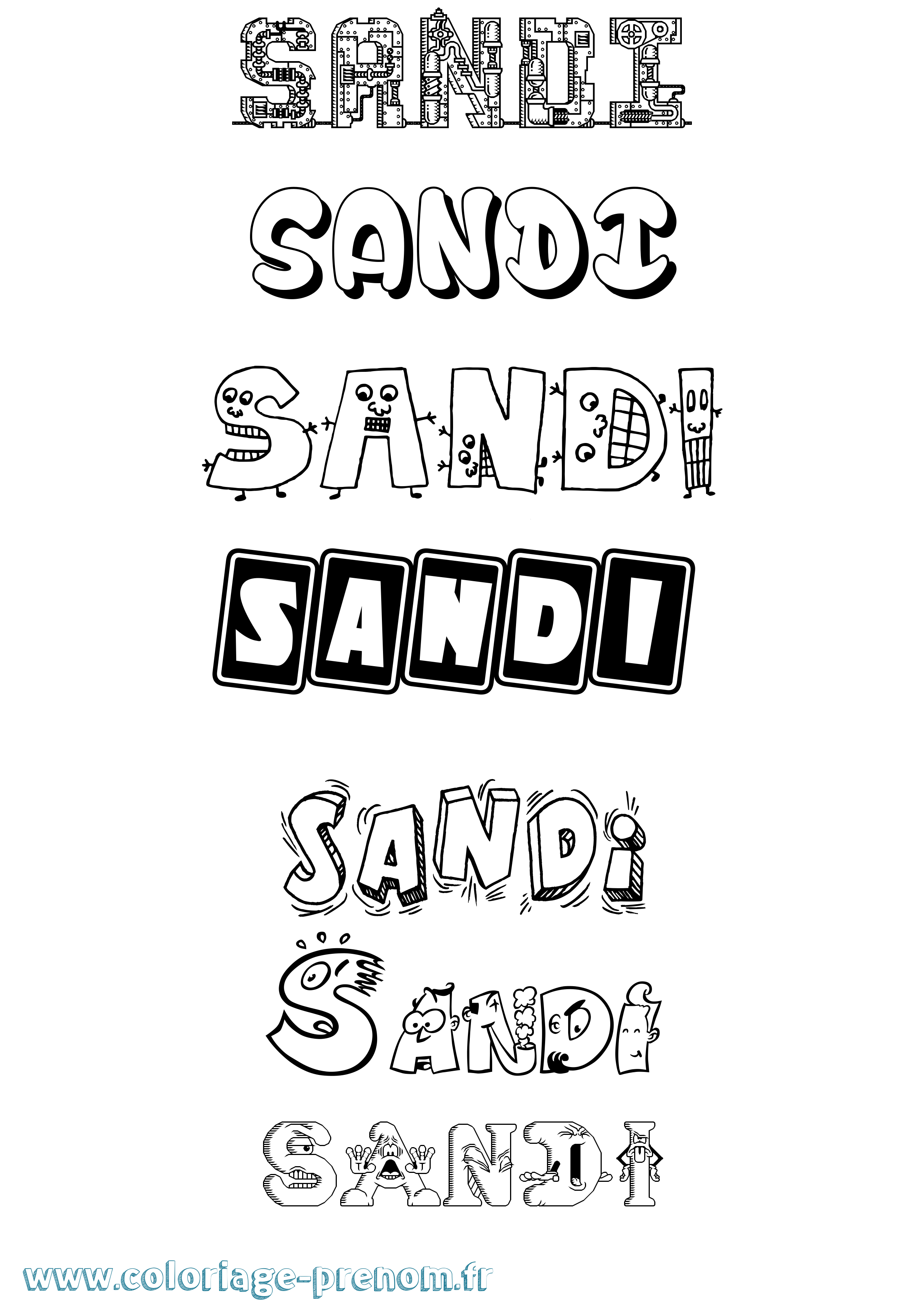 Coloriage Sandi Fun Coloriage prénom Sandi Fun