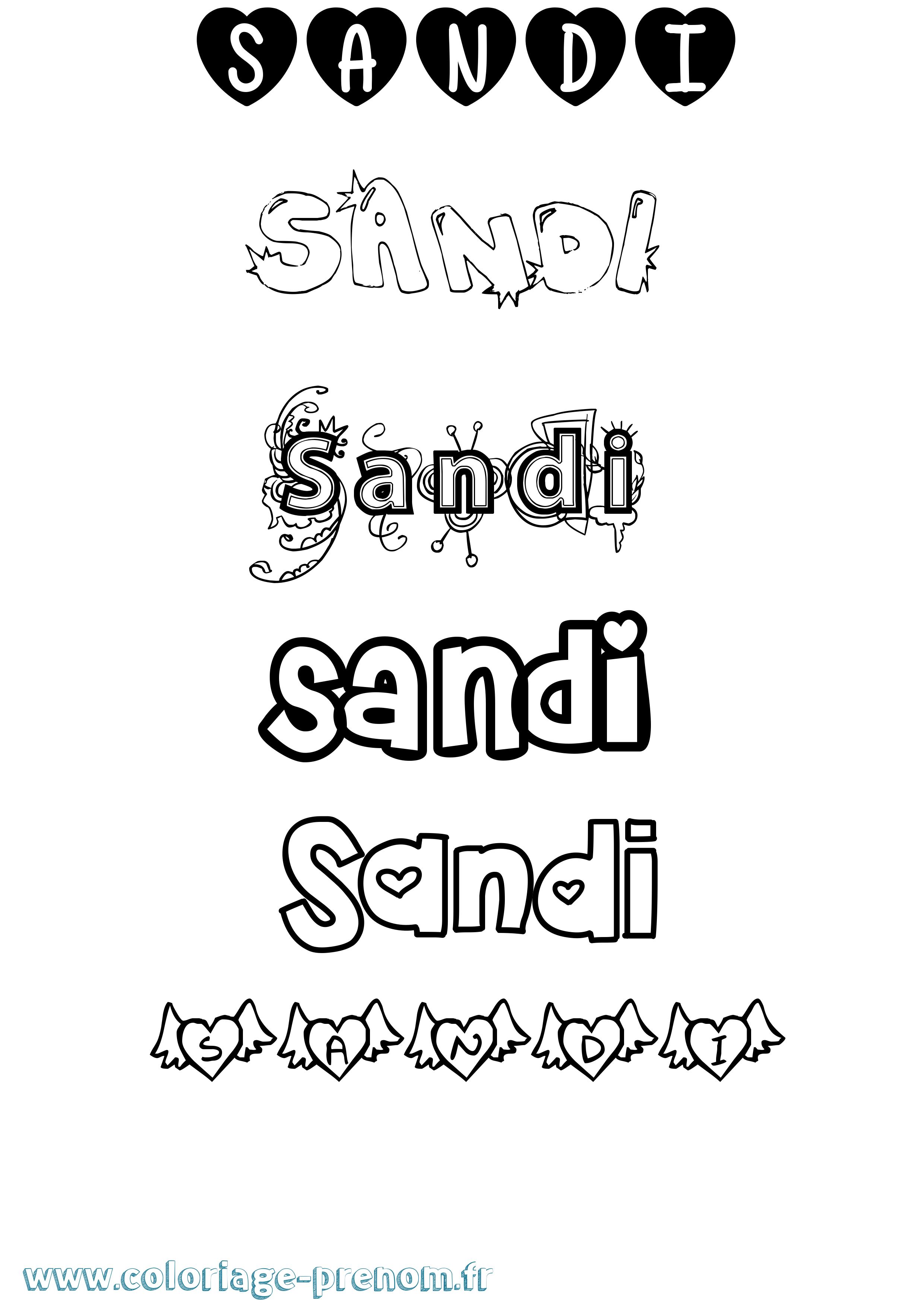Coloriage Sandi Girly Coloriage prénom Sandi Girly