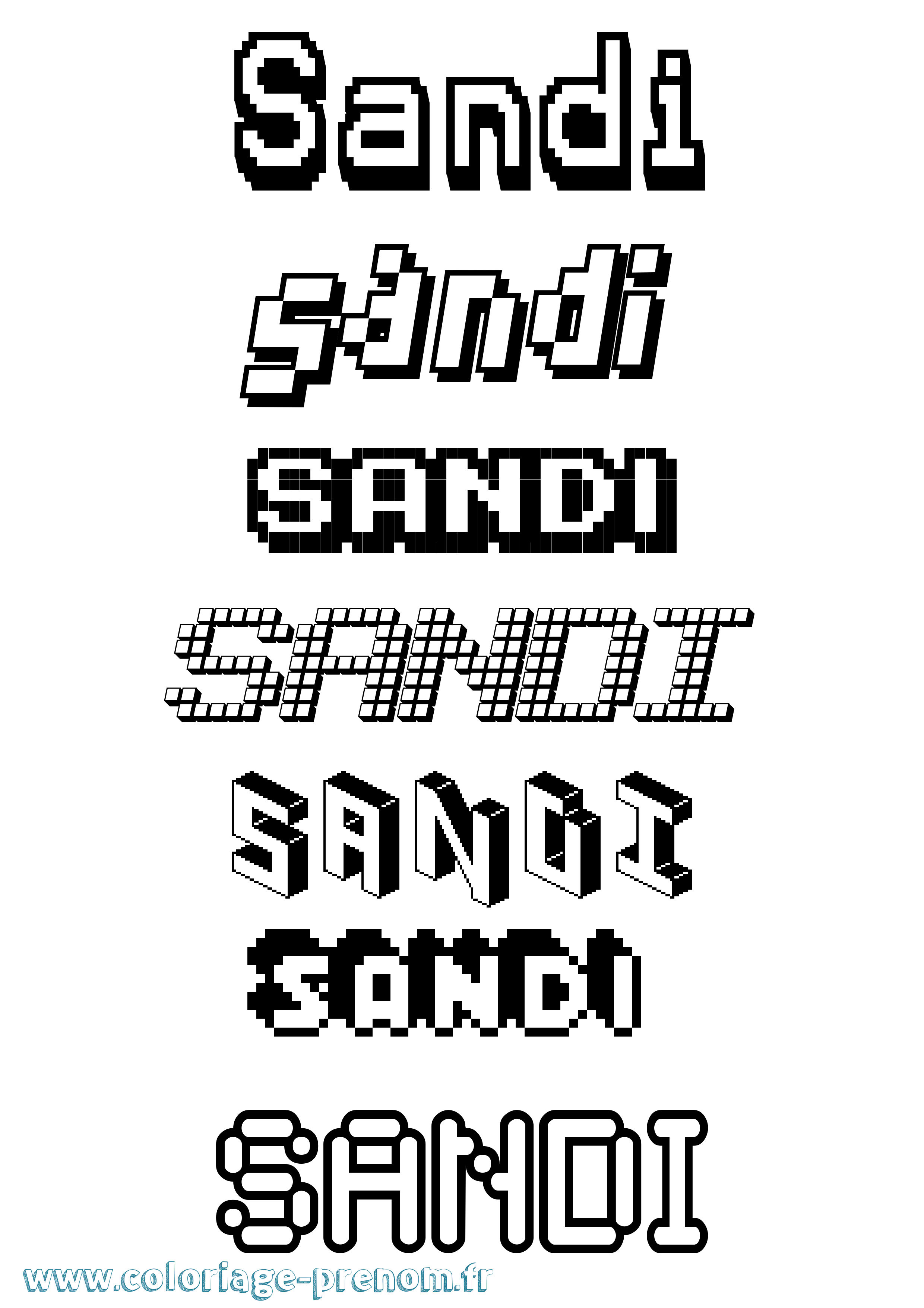 Coloriage Sandi Pixel Coloriage prénom Sandi Pixel