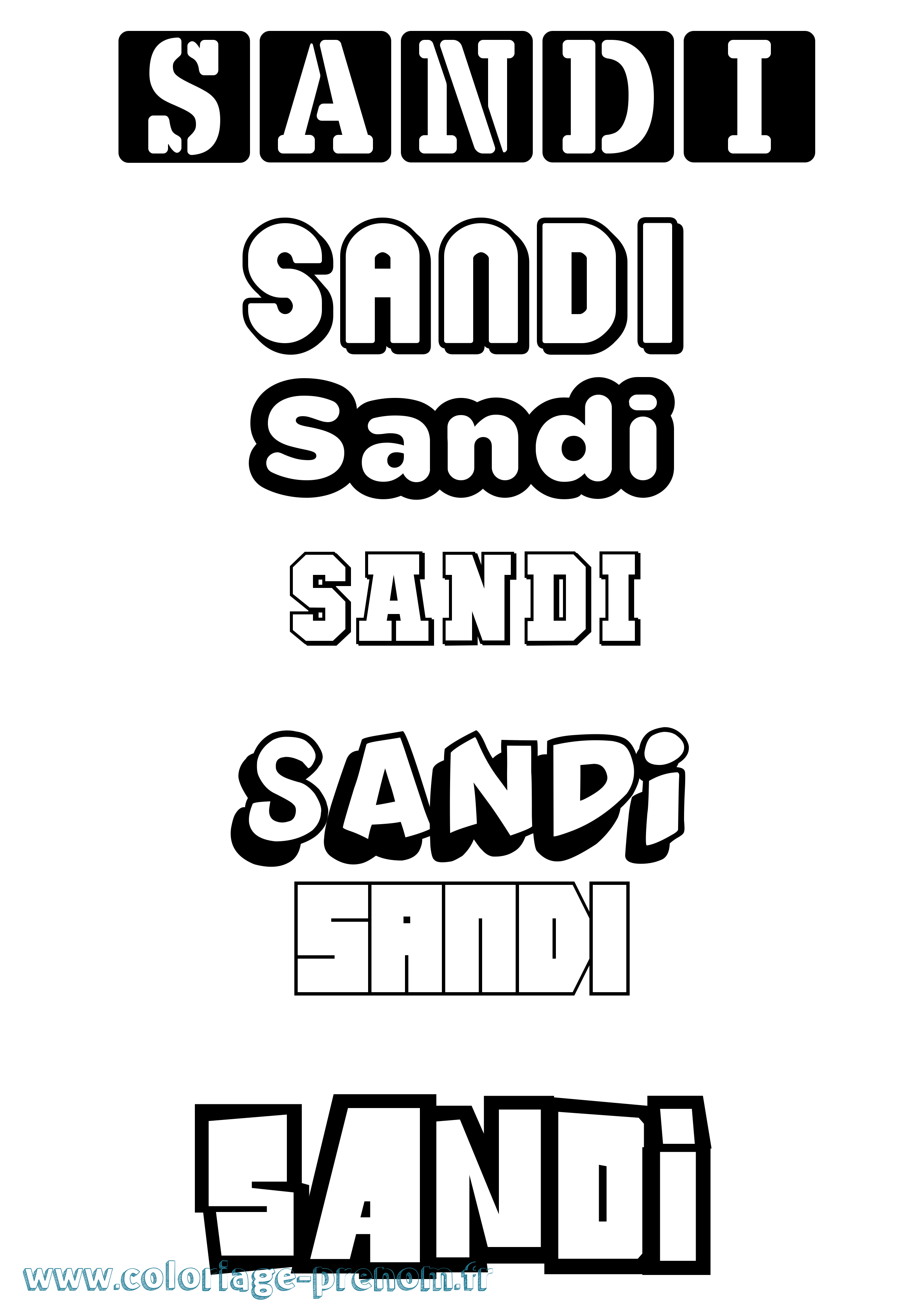 Coloriage Sandi Simple Coloriage prénom Sandi Simple