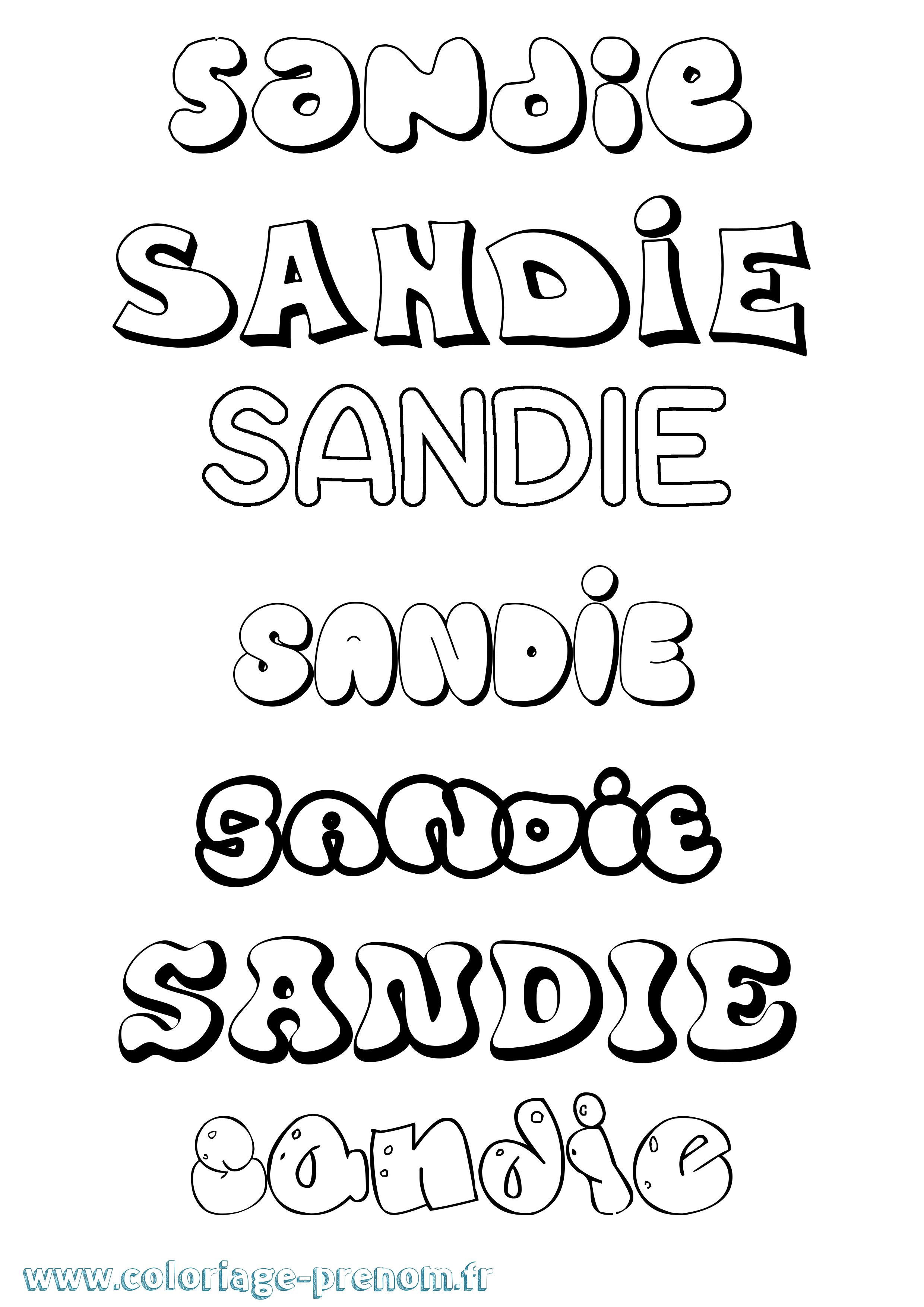 Coloriage Sandie Bubble Coloriage prénom Sandie Bubble
