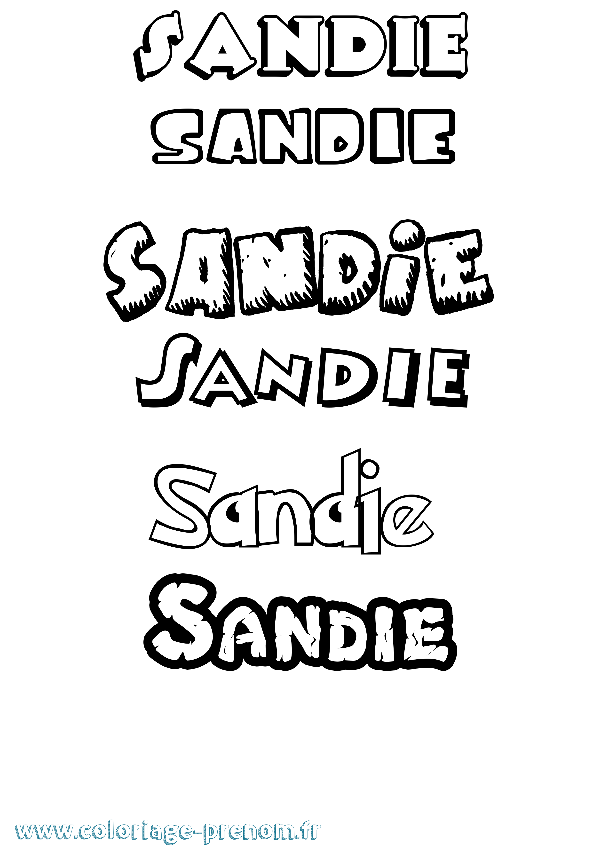 Coloriage Sandie Dessin Animé Coloriage prénom Sandie Dessin Animé