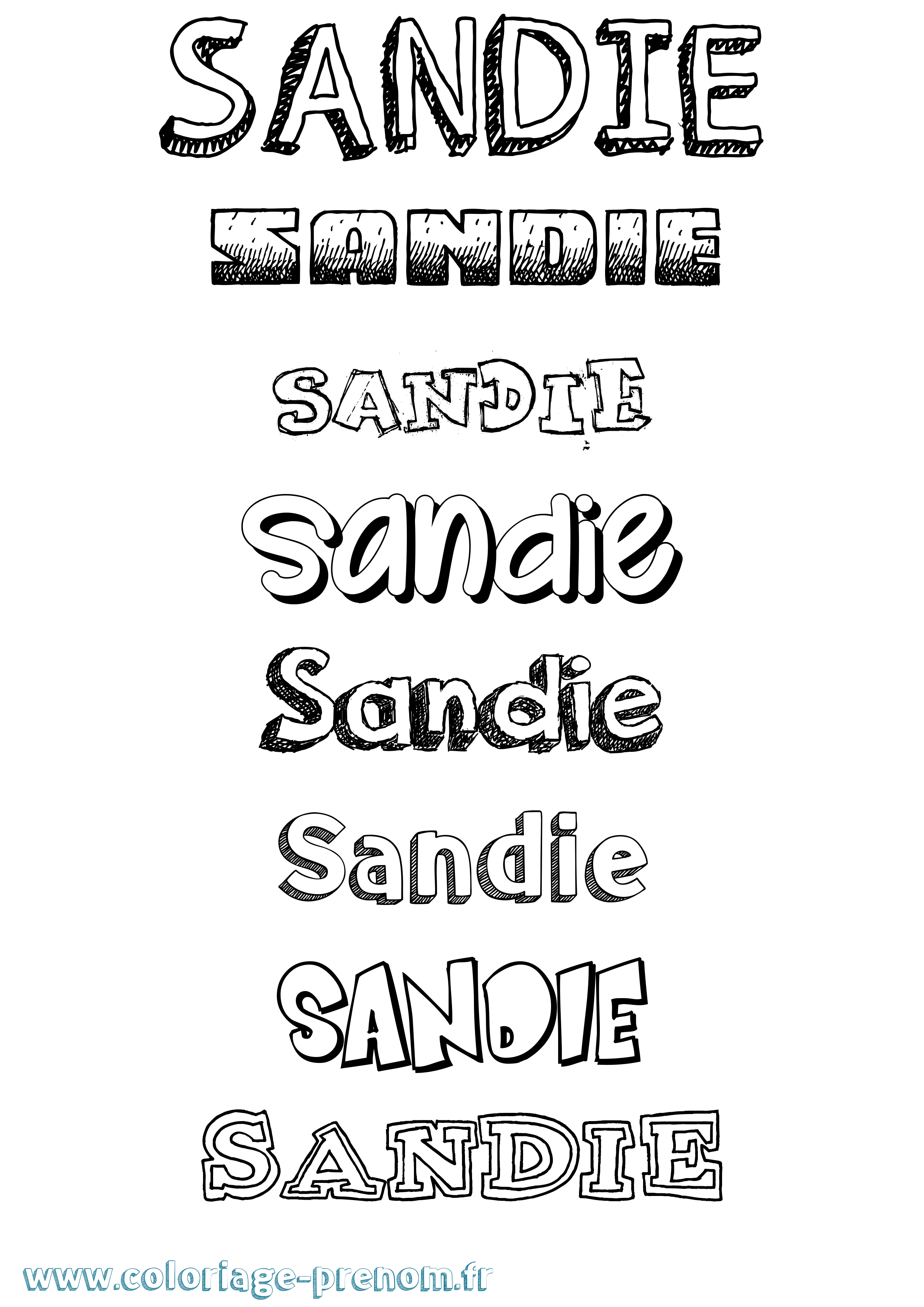 Coloriage Sandie Dessiné Coloriage prénom Sandie Dessiné