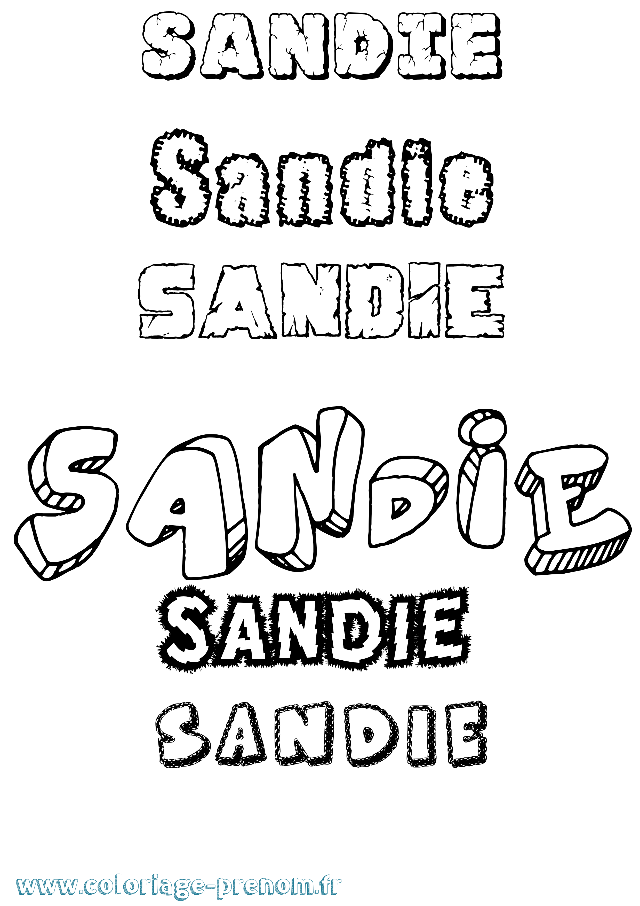 Coloriage Sandie Destructuré Coloriage prénom Sandie Destructuré