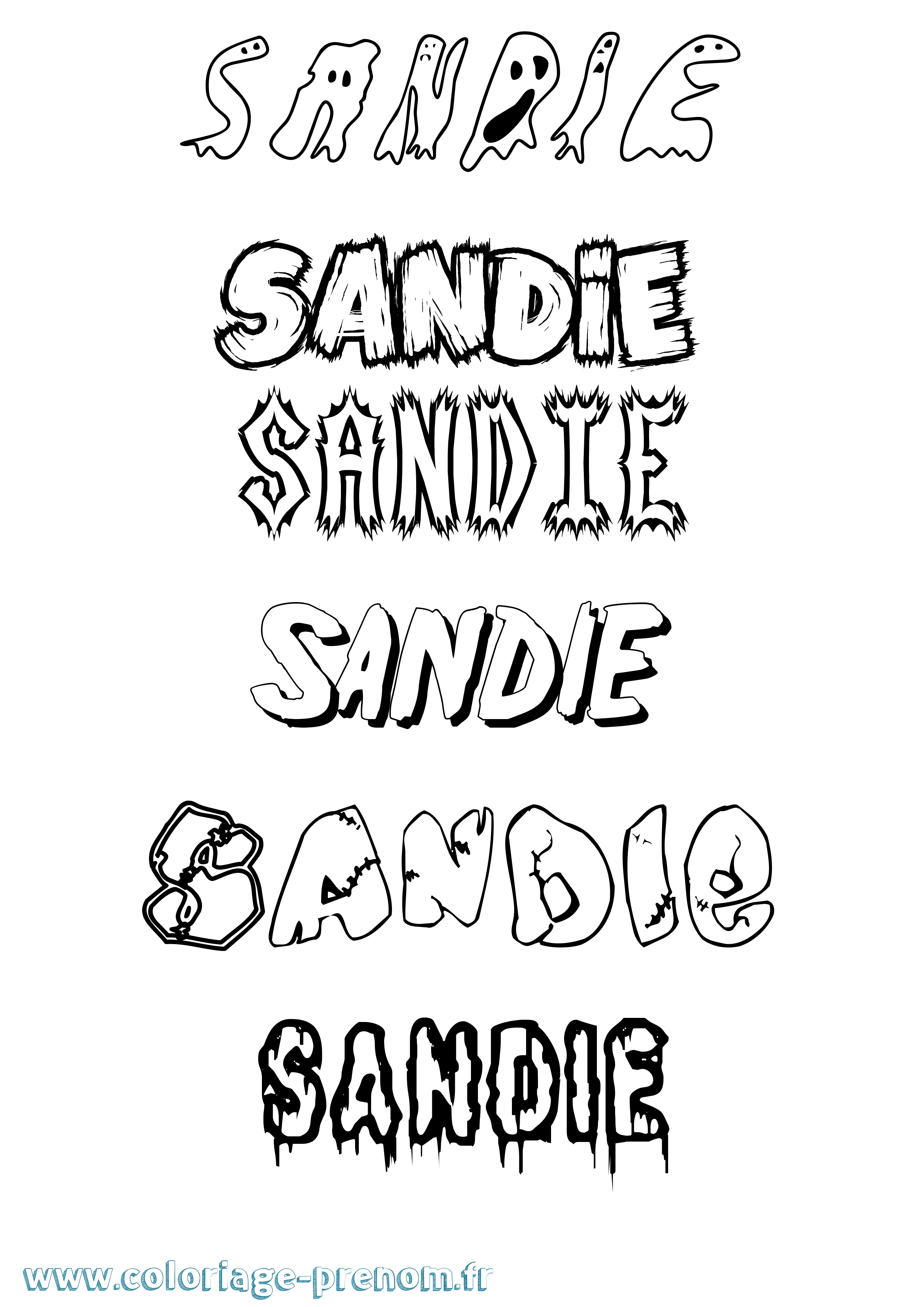 Coloriage Sandie Frisson Coloriage prénom Sandie Frisson
