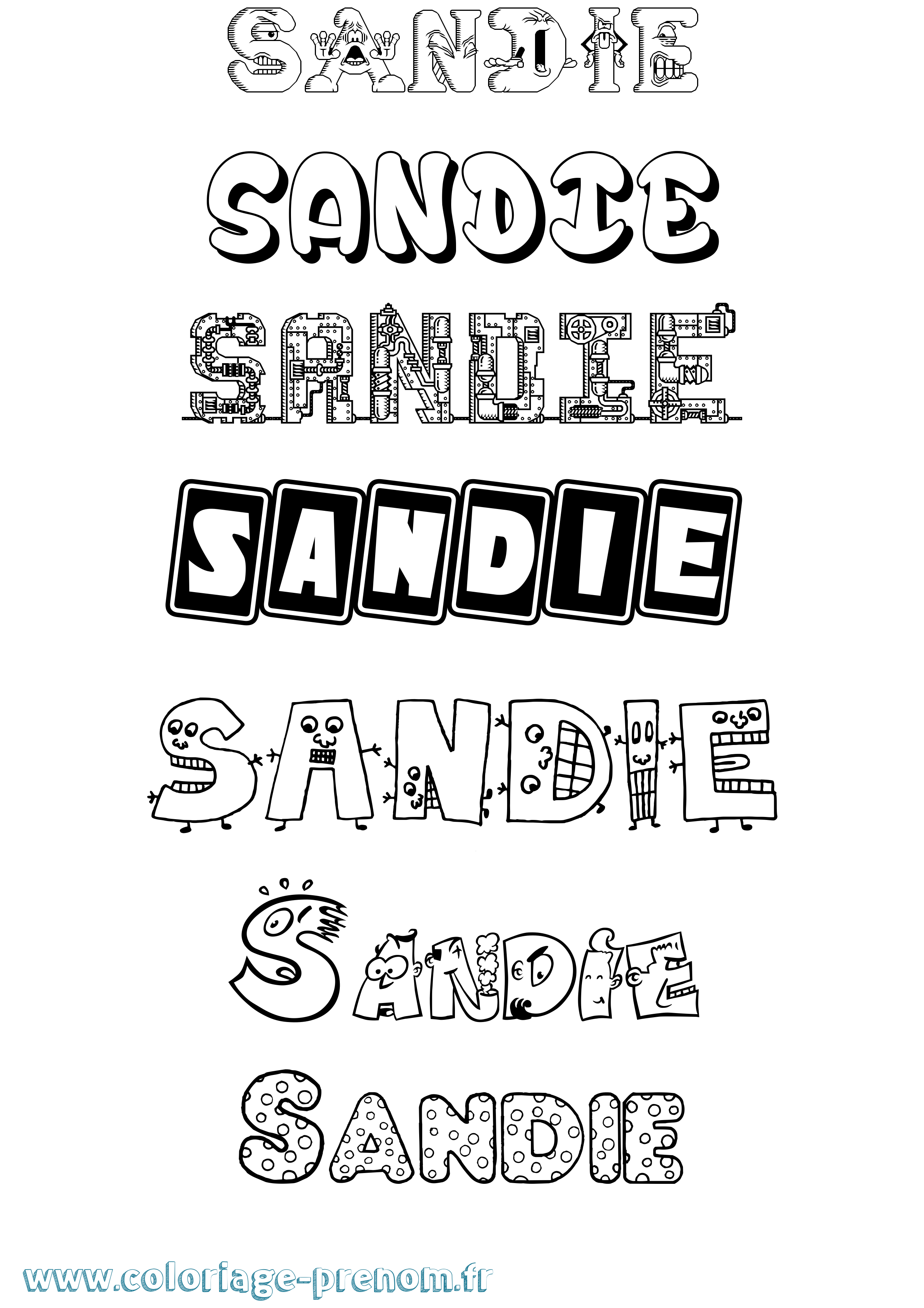 Coloriage Sandie Fun Coloriage prénom Sandie Fun