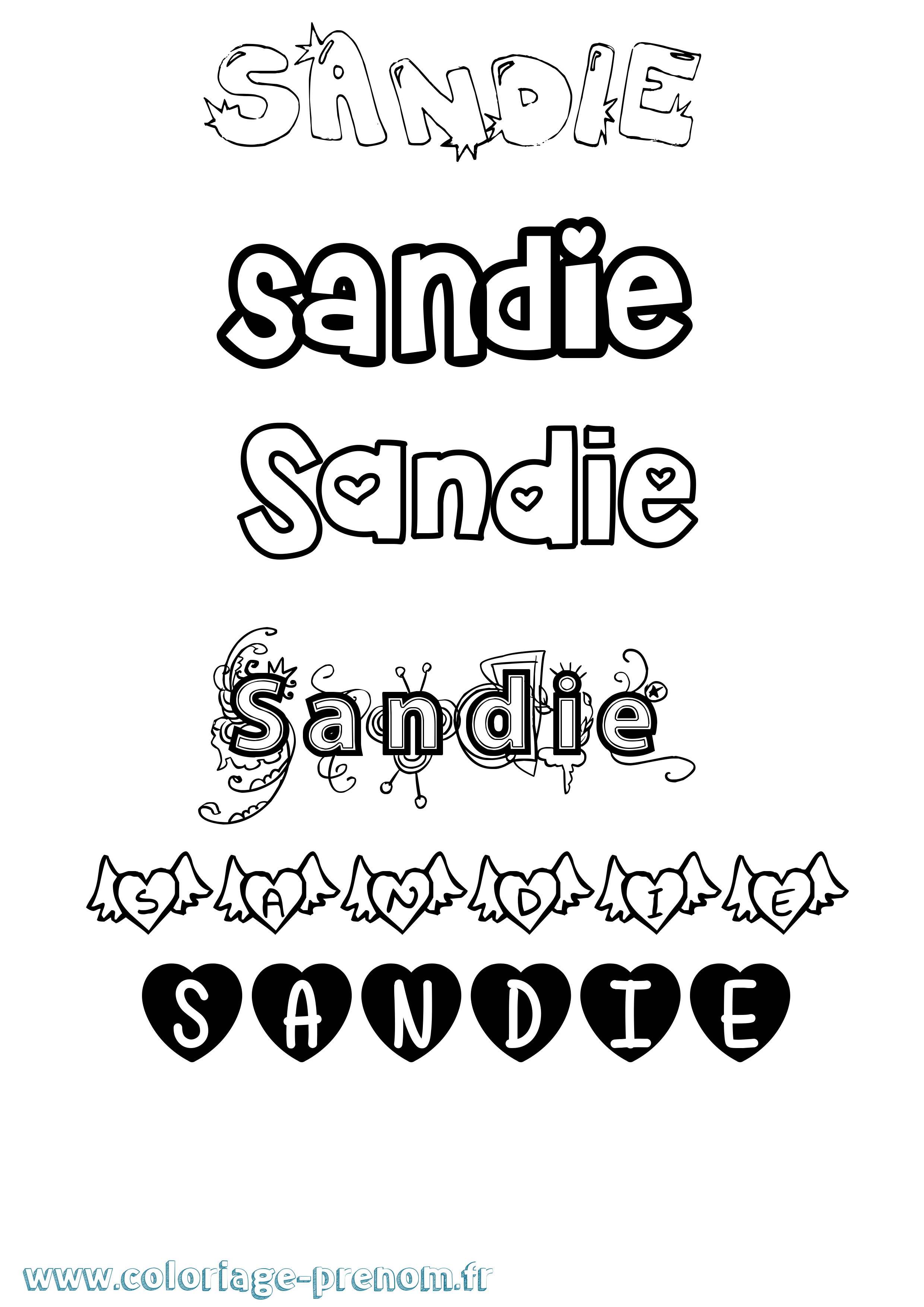 Coloriage Sandie Girly Coloriage prénom Sandie Girly