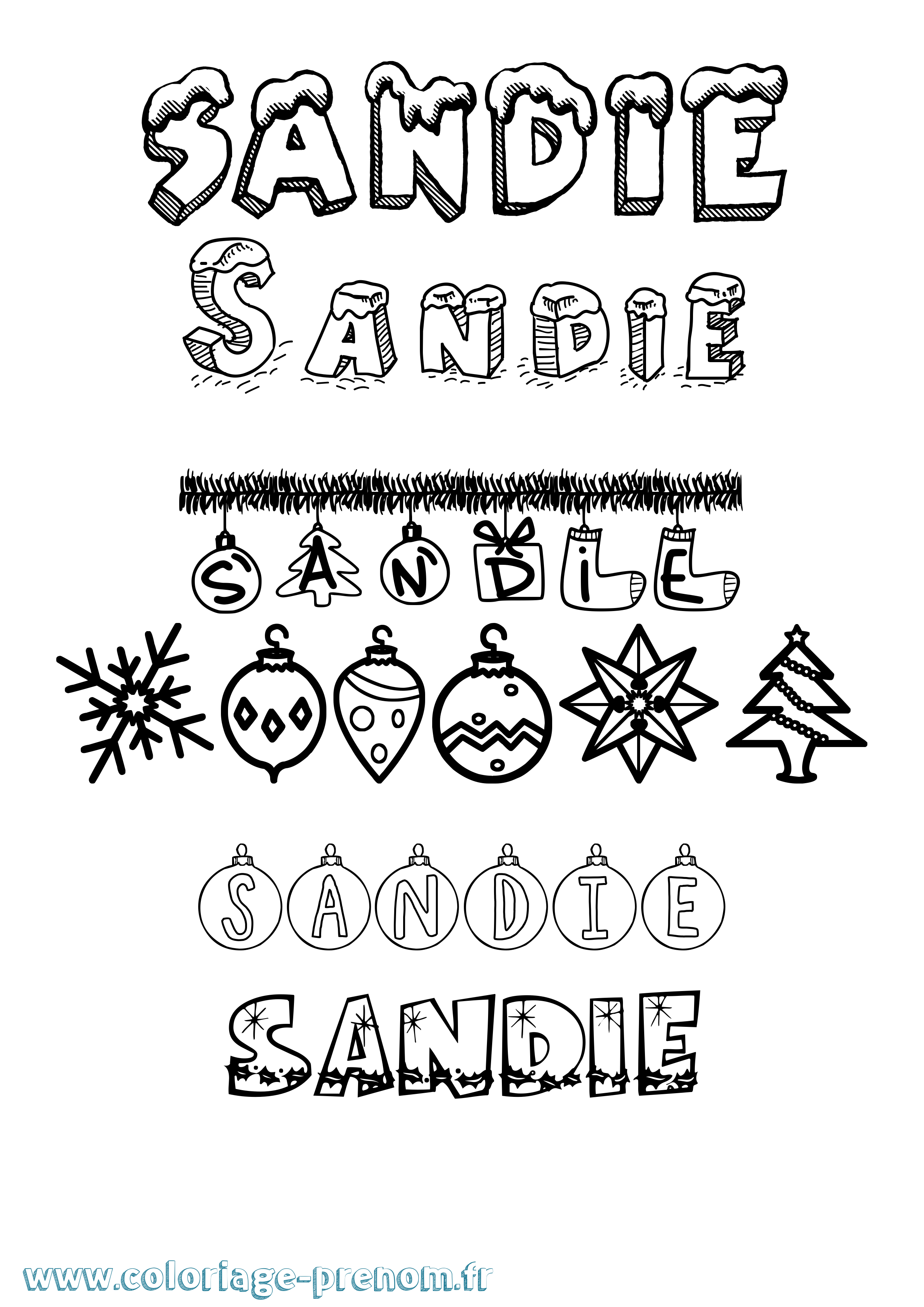 Coloriage Sandie Noël Coloriage prénom Sandie Noël