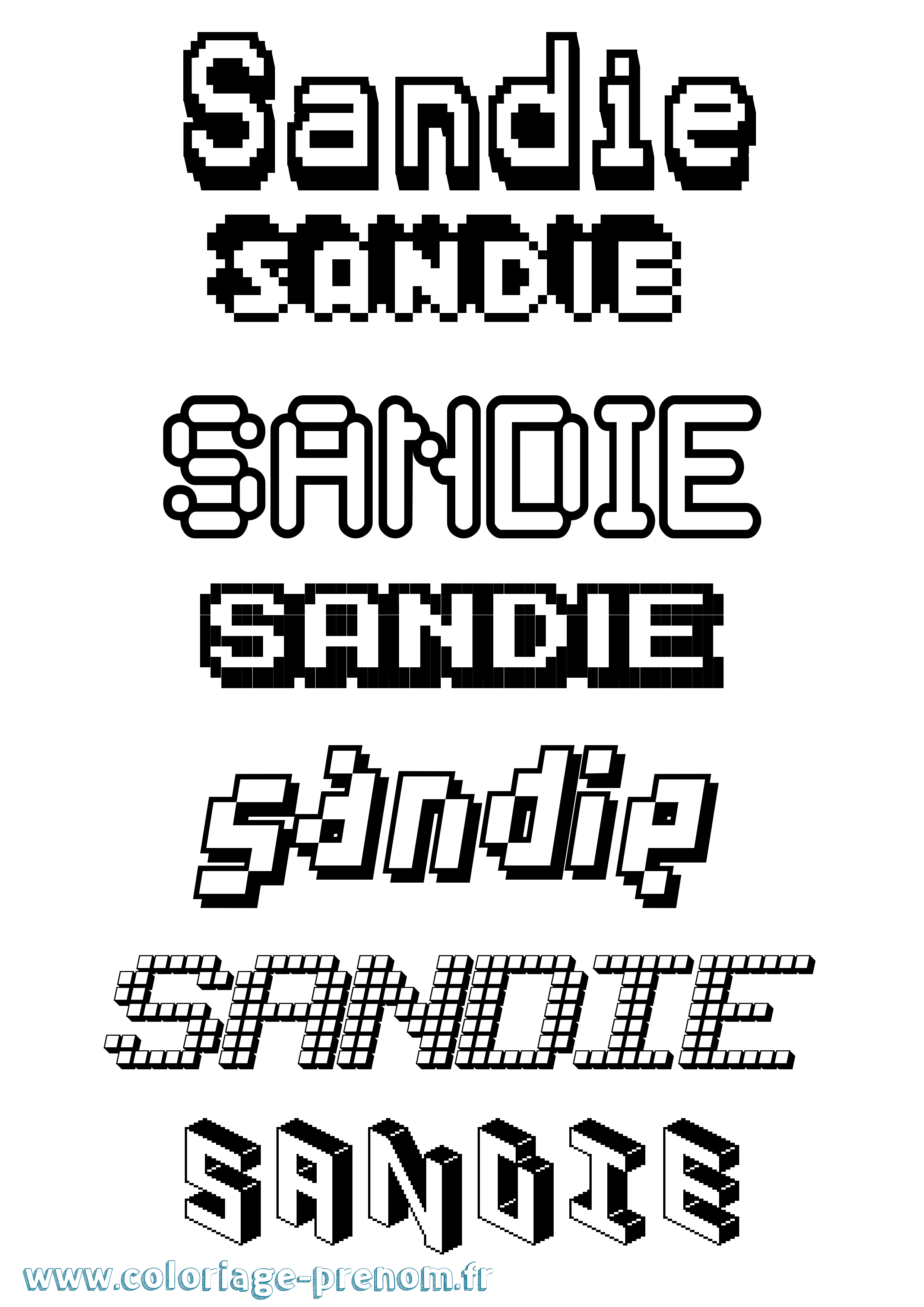 Coloriage Sandie Pixel Coloriage prénom Sandie Pixel