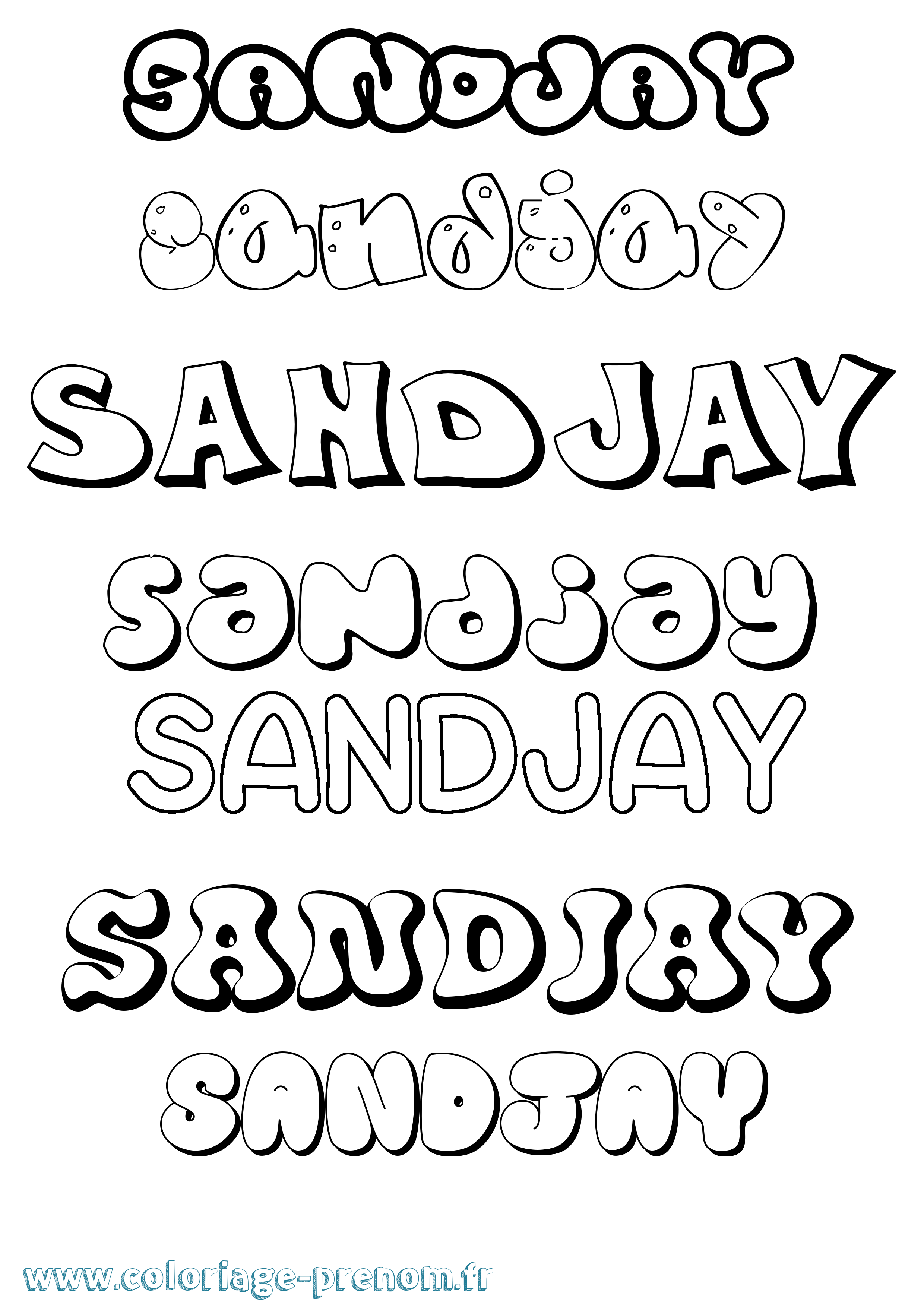 Coloriage Sandjay Bubble Coloriage prénom Sandjay Bubble