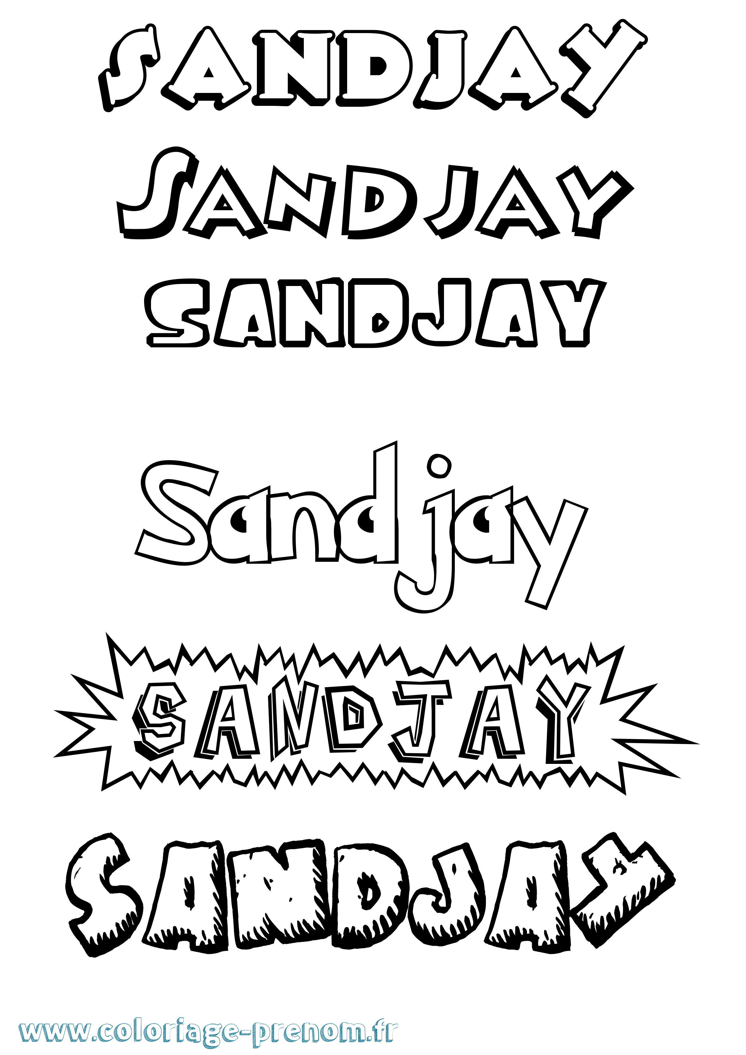 Coloriage Sandjay Dessin Animé Coloriage prénom Sandjay Dessin Animé