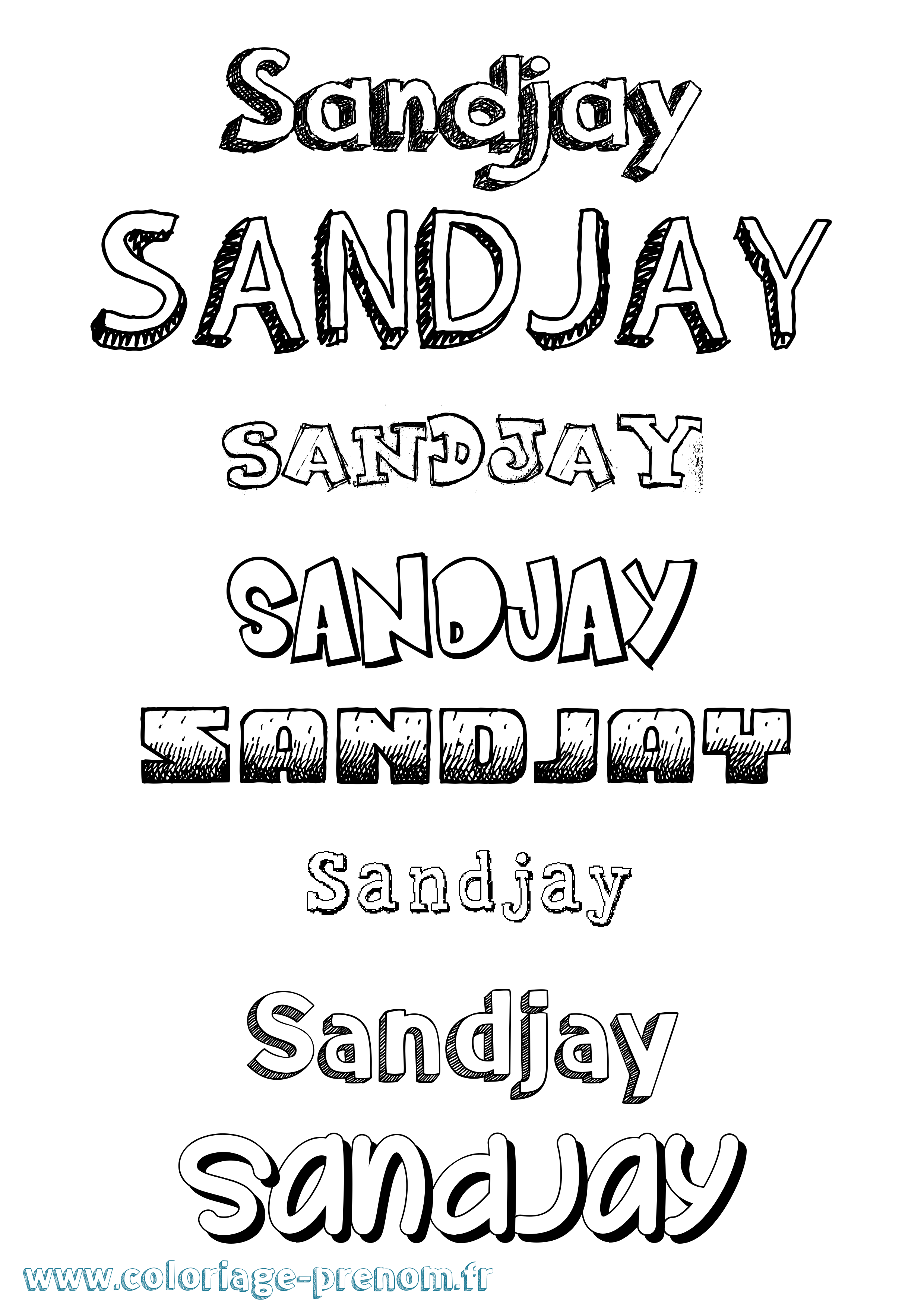 Coloriage Sandjay Dessiné Coloriage prénom Sandjay Dessiné