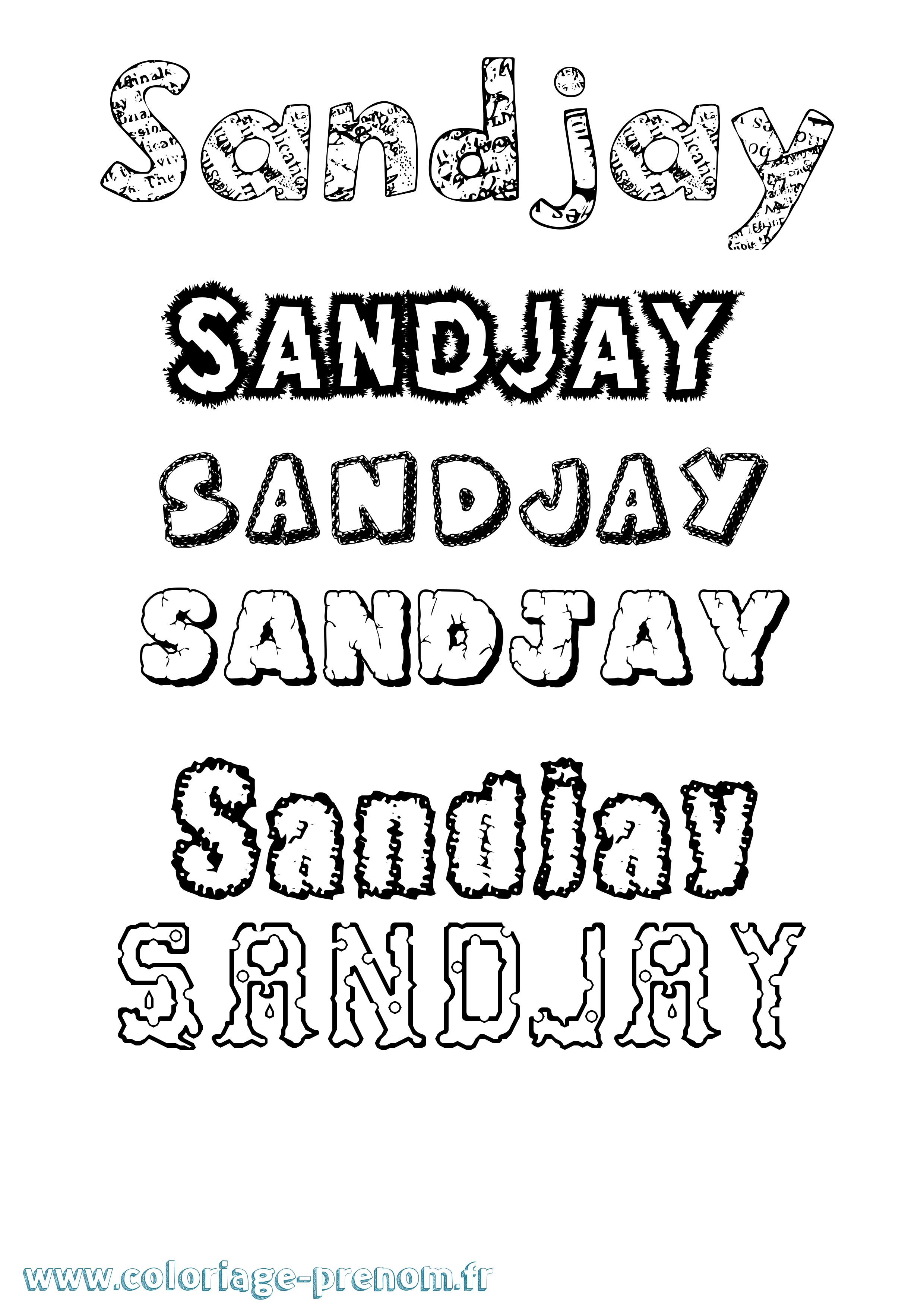 Coloriage Sandjay Destructuré Coloriage prénom Sandjay Destructuré