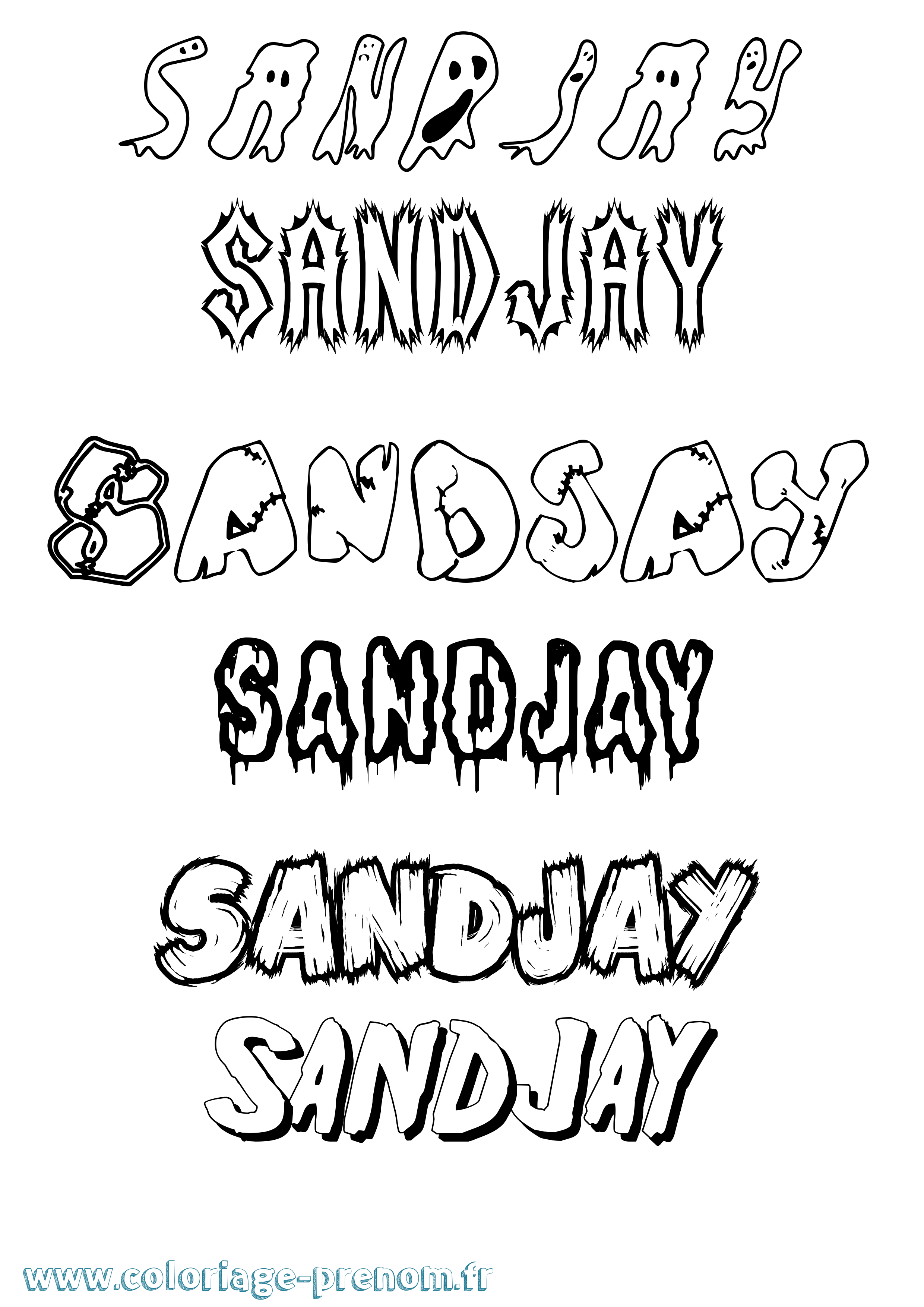Coloriage Sandjay Frisson Coloriage prénom Sandjay Frisson