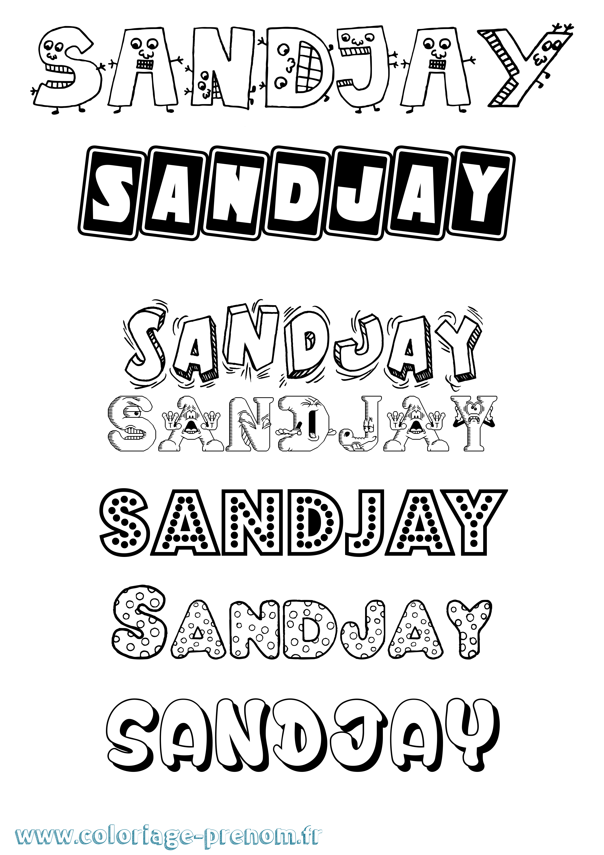Coloriage Sandjay Fun Coloriage prénom Sandjay Fun