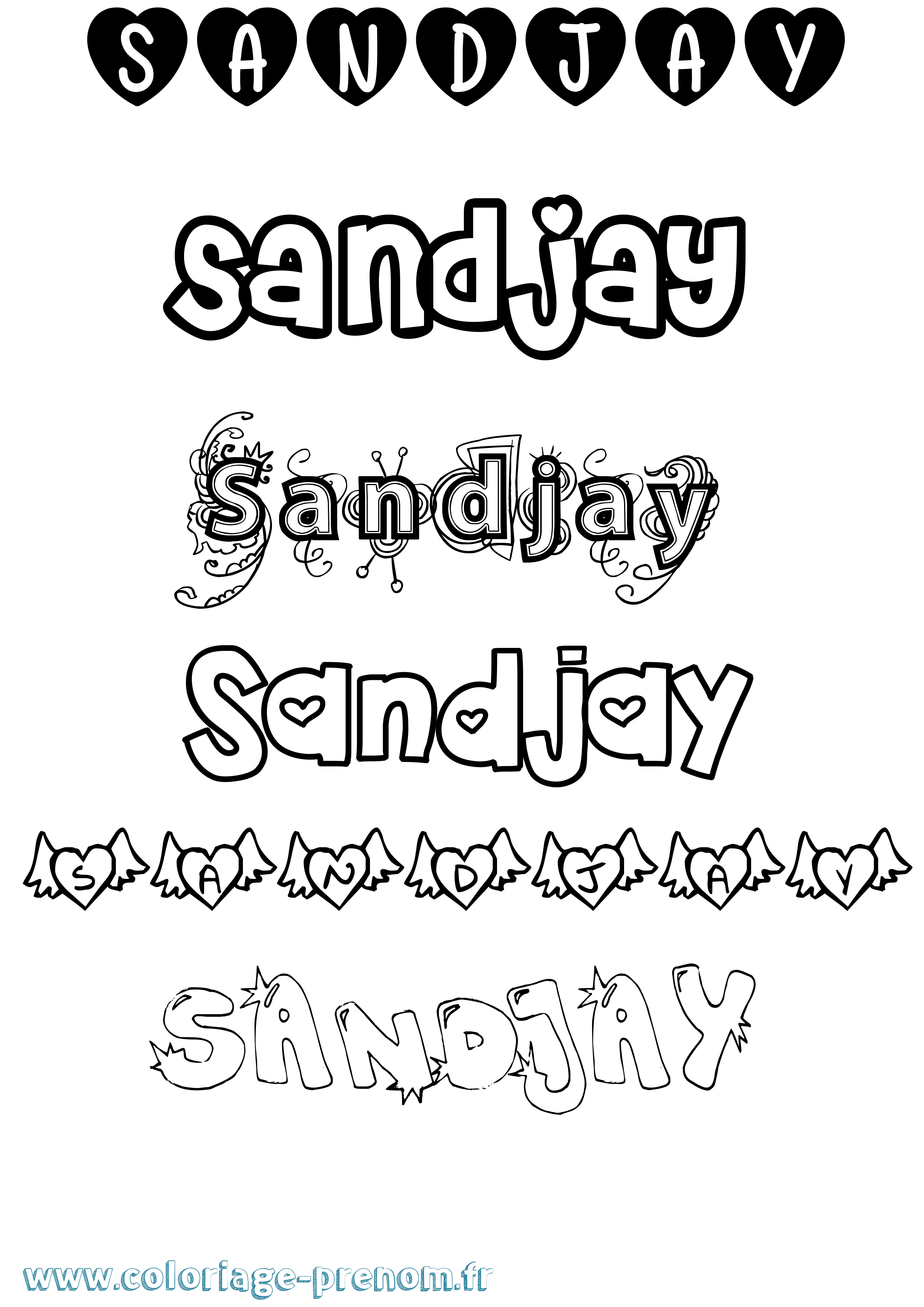 Coloriage Sandjay Girly Coloriage prénom Sandjay Girly