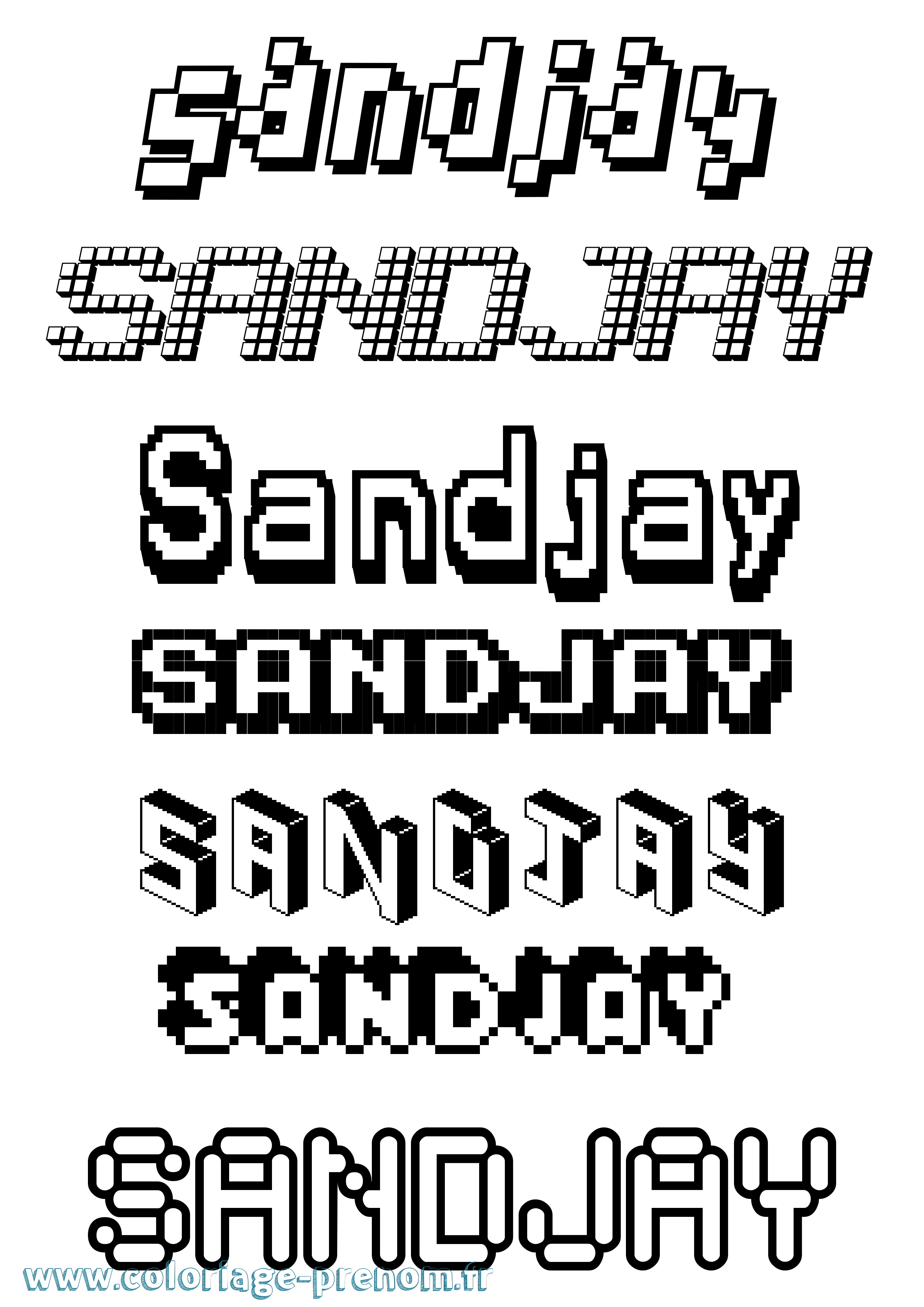 Coloriage Sandjay Pixel Coloriage prénom Sandjay Pixel