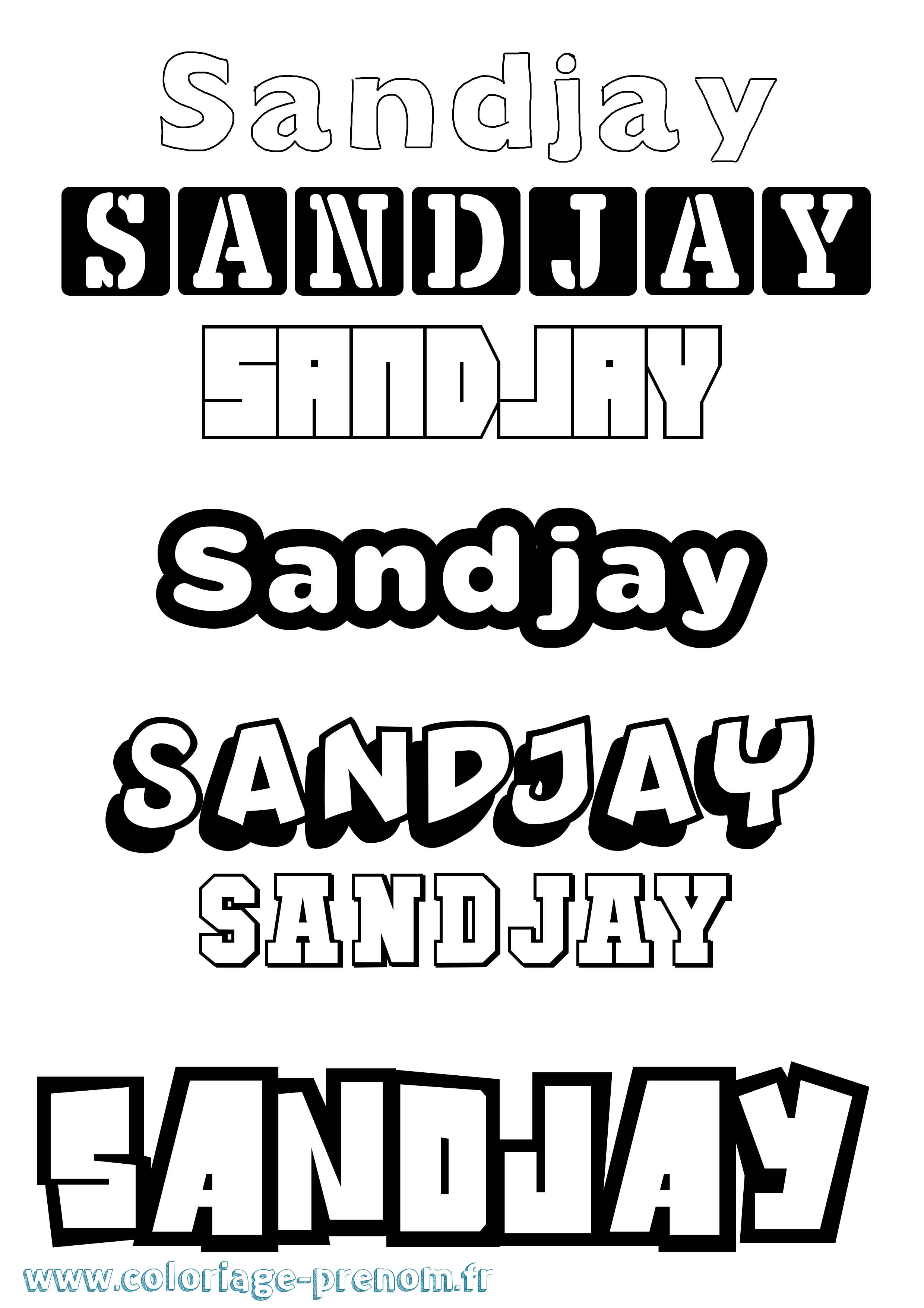 Coloriage Sandjay Simple Coloriage prénom Sandjay Simple