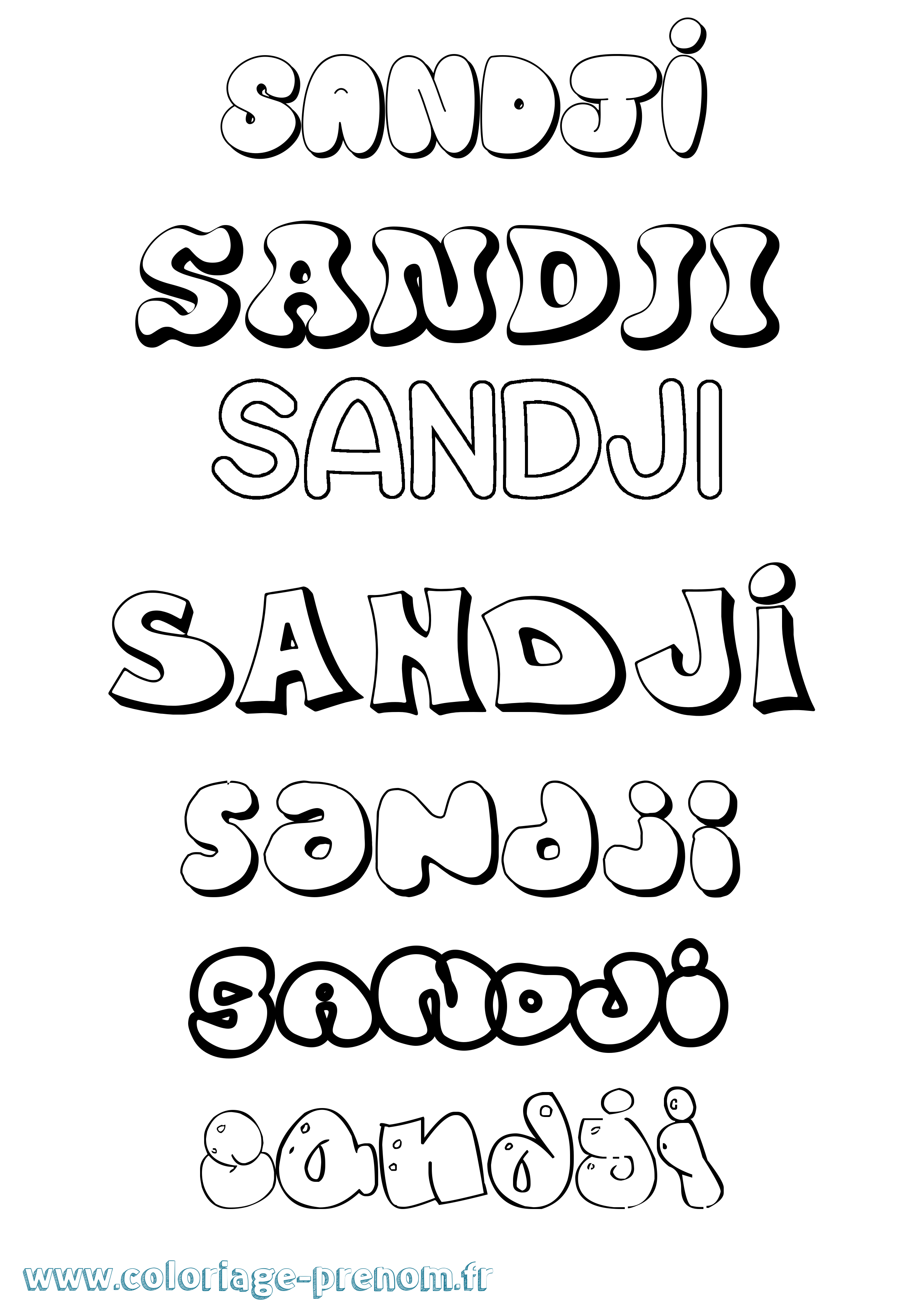Coloriage Sandji Bubble Coloriage prénom Sandji Bubble