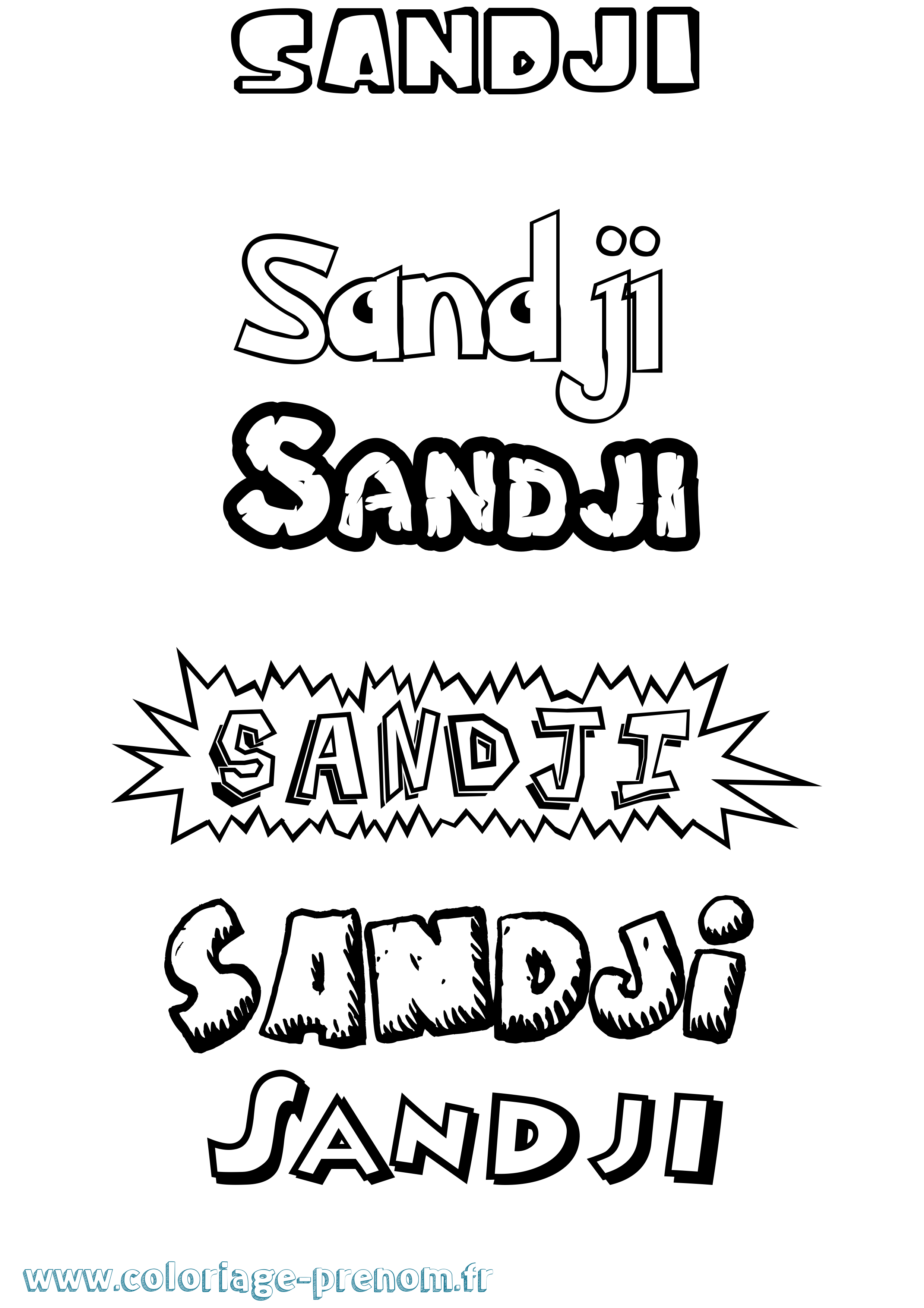 Coloriage Sandji Dessin Animé Coloriage prénom Sandji Dessin Animé