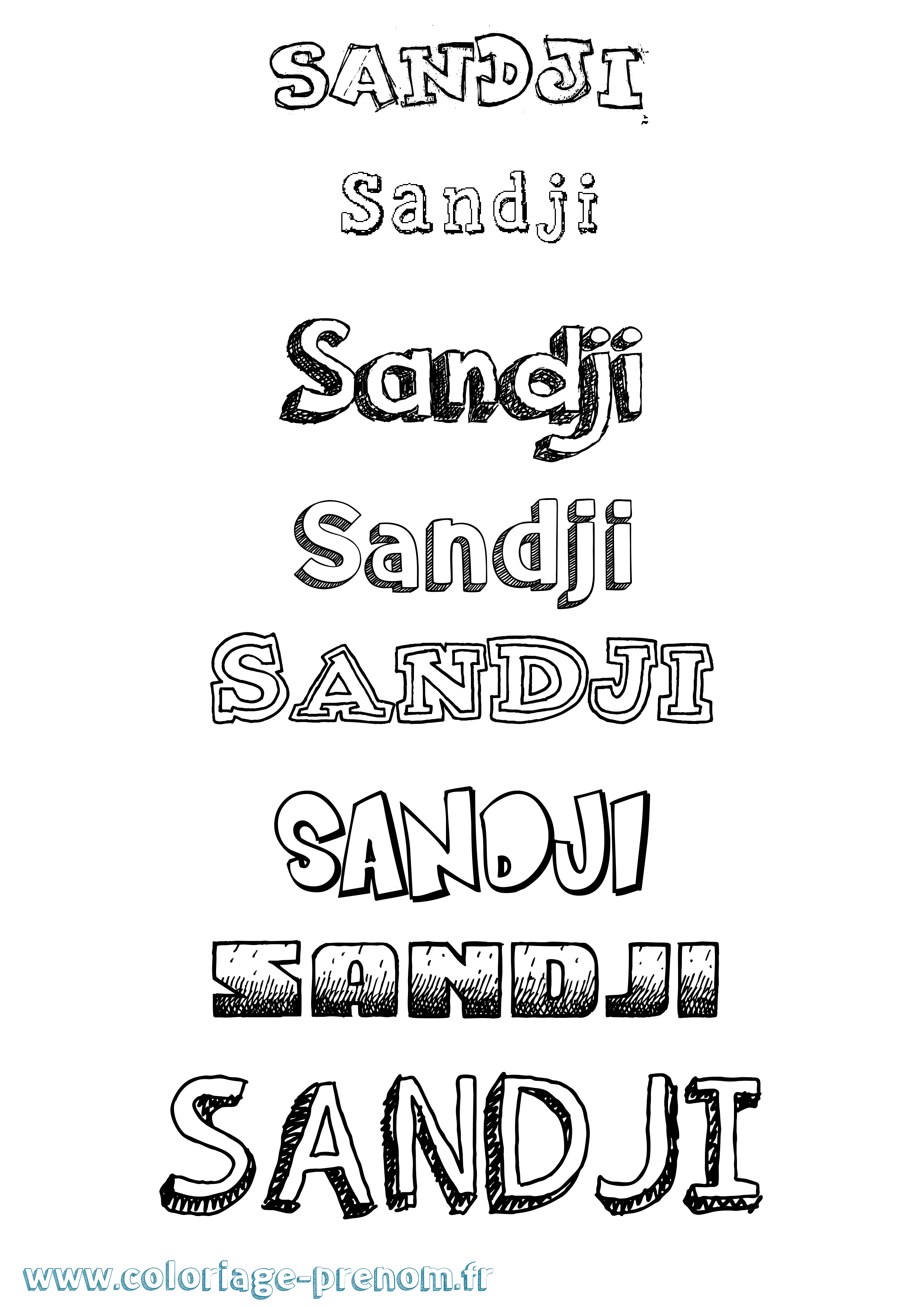 Coloriage Sandji Dessiné Coloriage prénom Sandji Dessiné