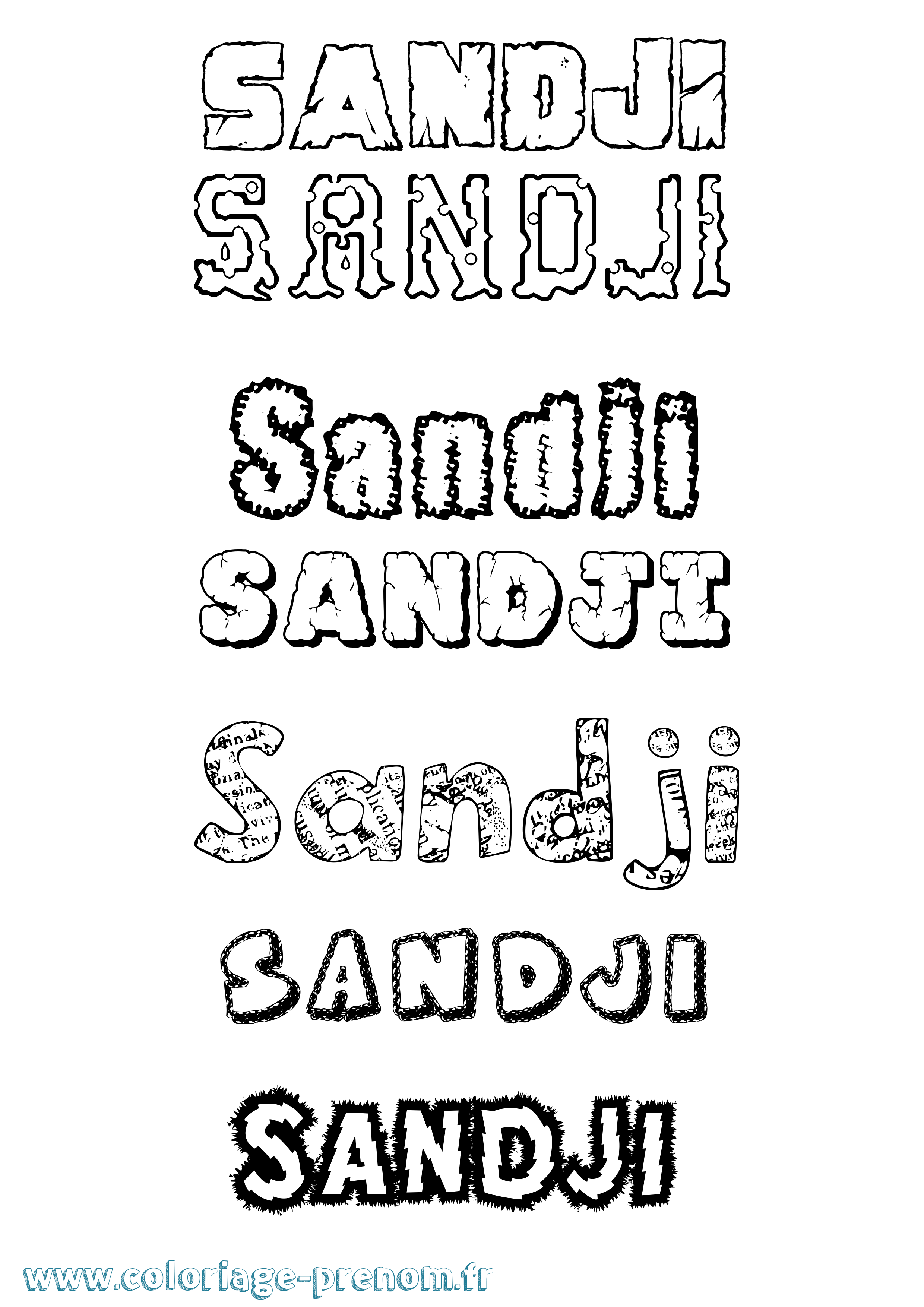 Coloriage Sandji Destructuré Coloriage prénom Sandji Destructuré