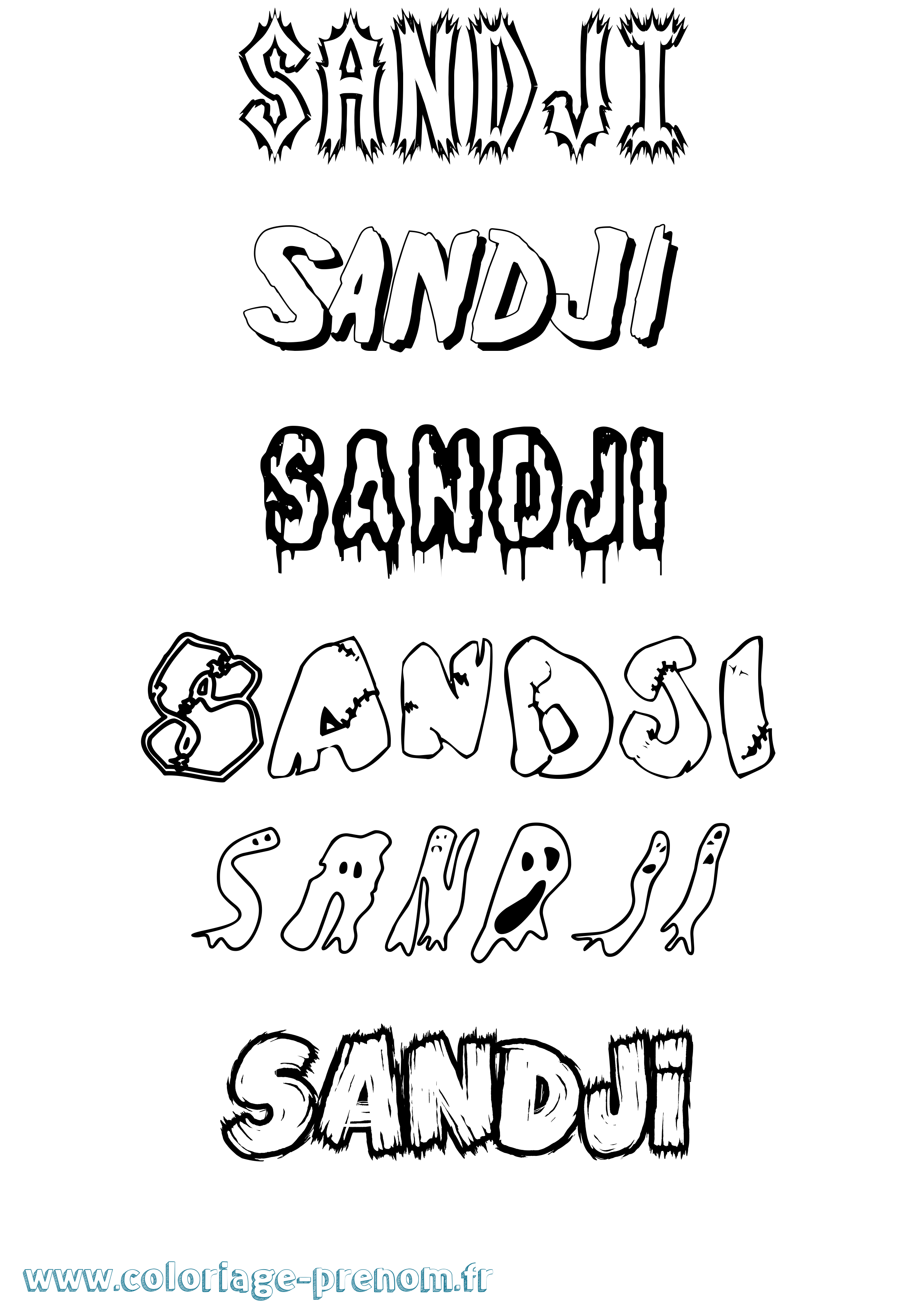 Coloriage Sandji Frisson Coloriage prénom Sandji Frisson