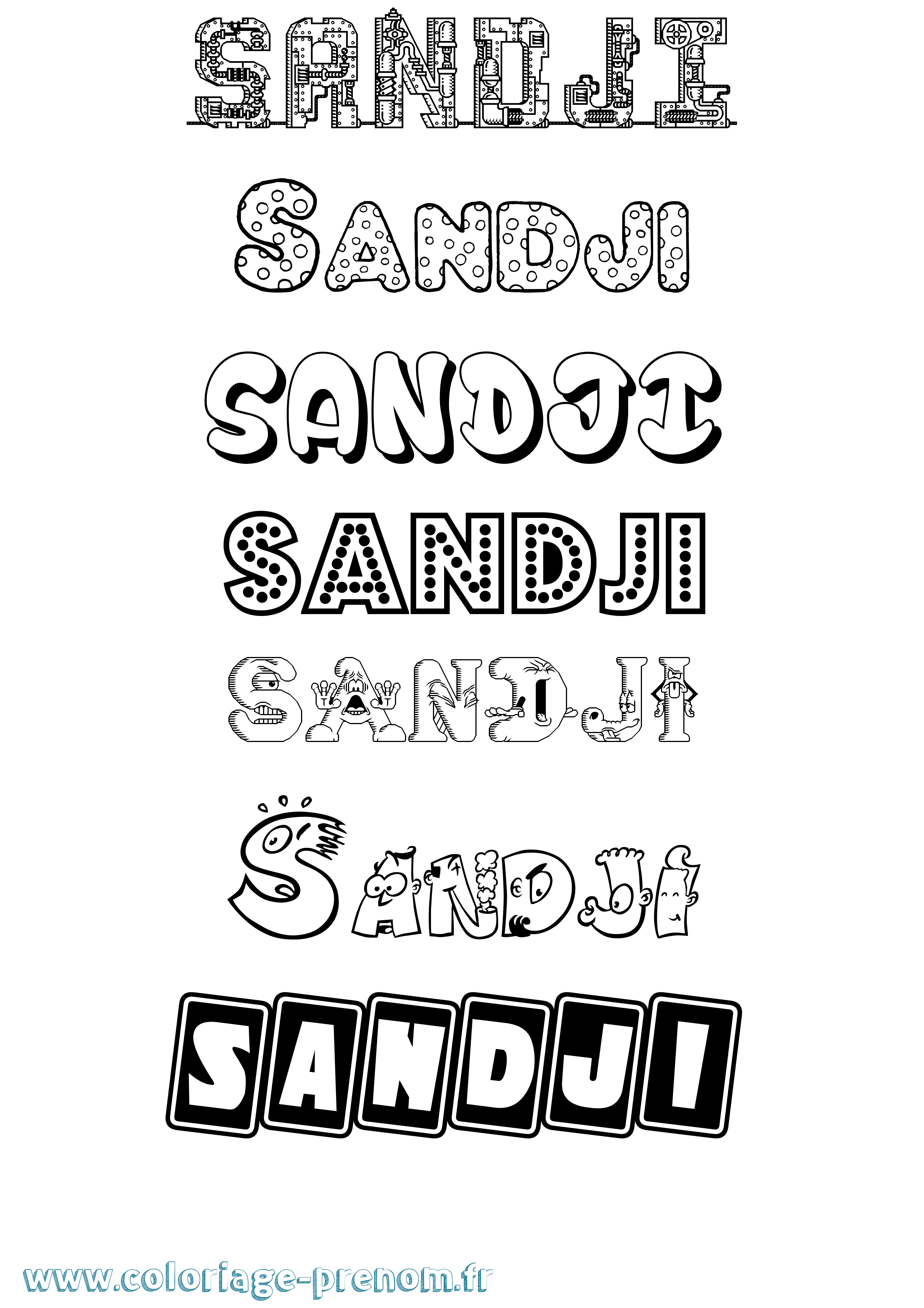 Coloriage Sandji Fun Coloriage prénom Sandji Fun