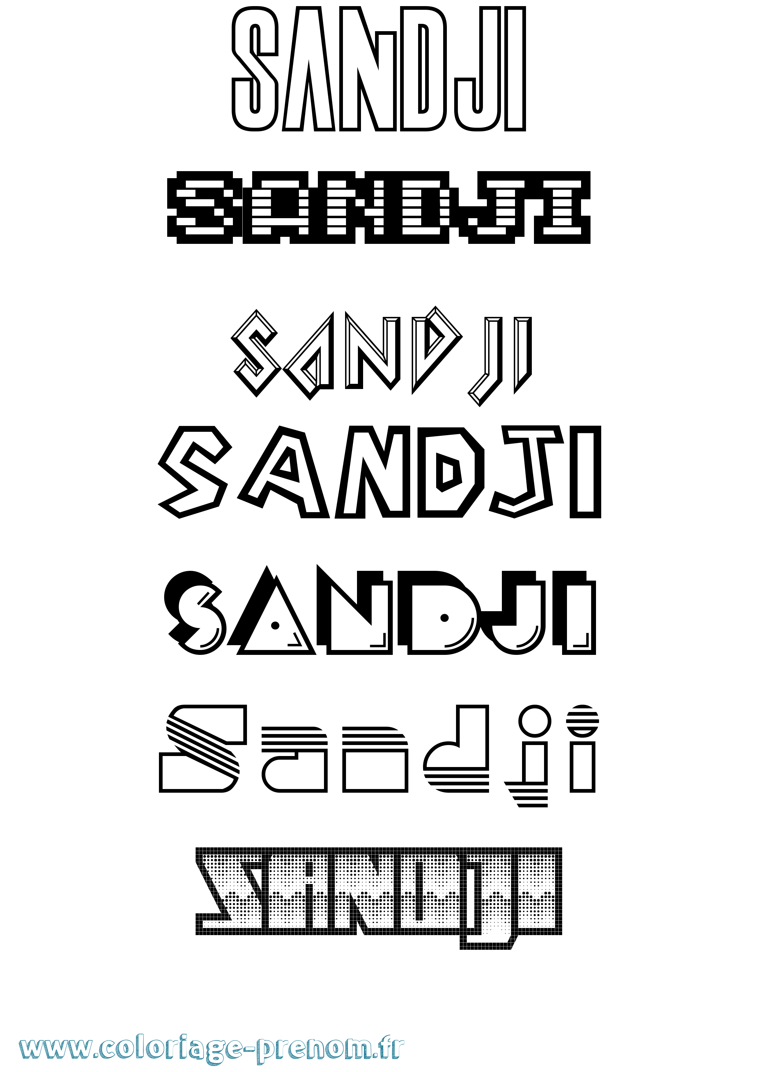 Coloriage Sandji Jeux Vidéos Coloriage prénom Sandji Jeux Vidéos