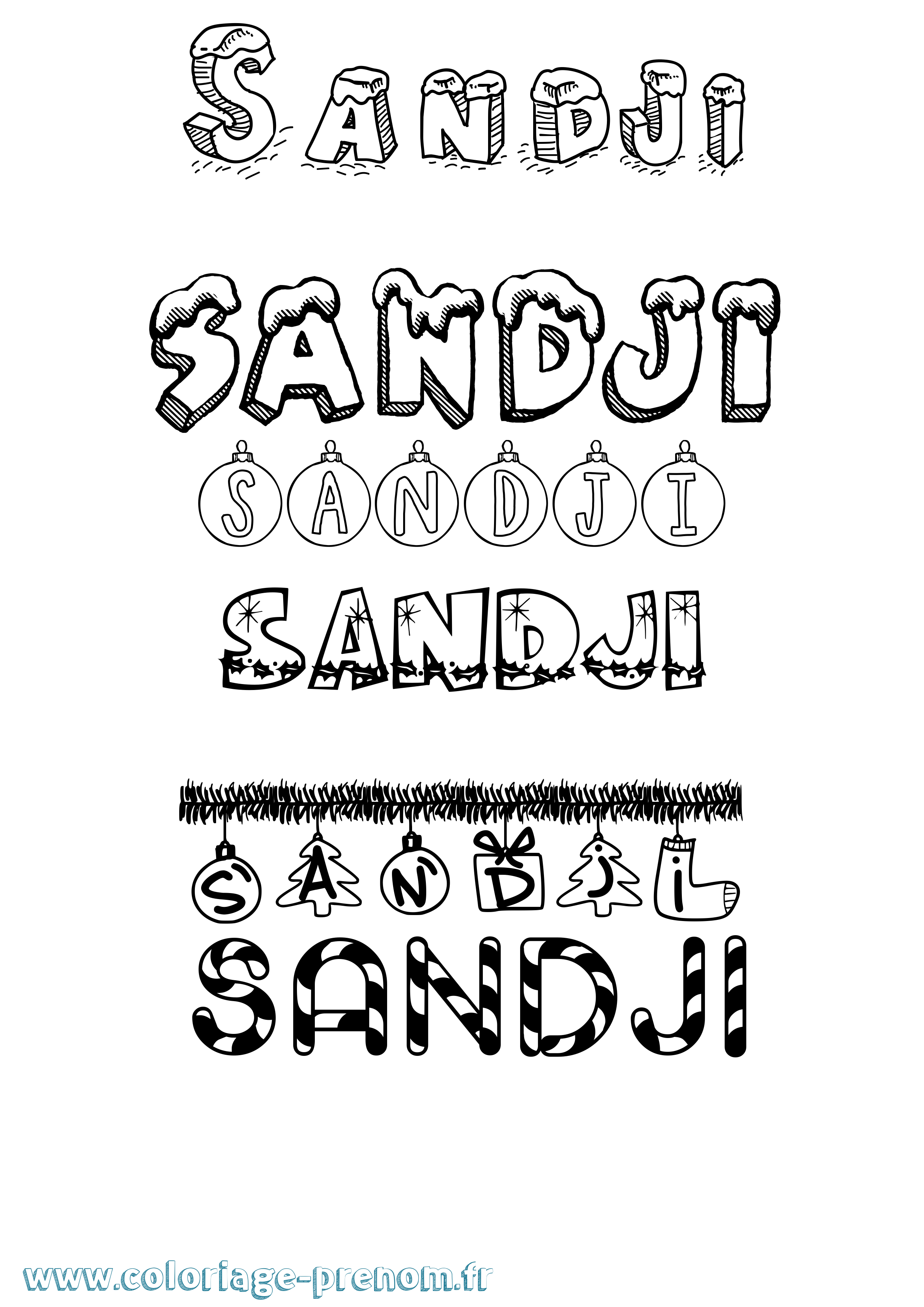 Coloriage Sandji Noël Coloriage prénom Sandji Noël