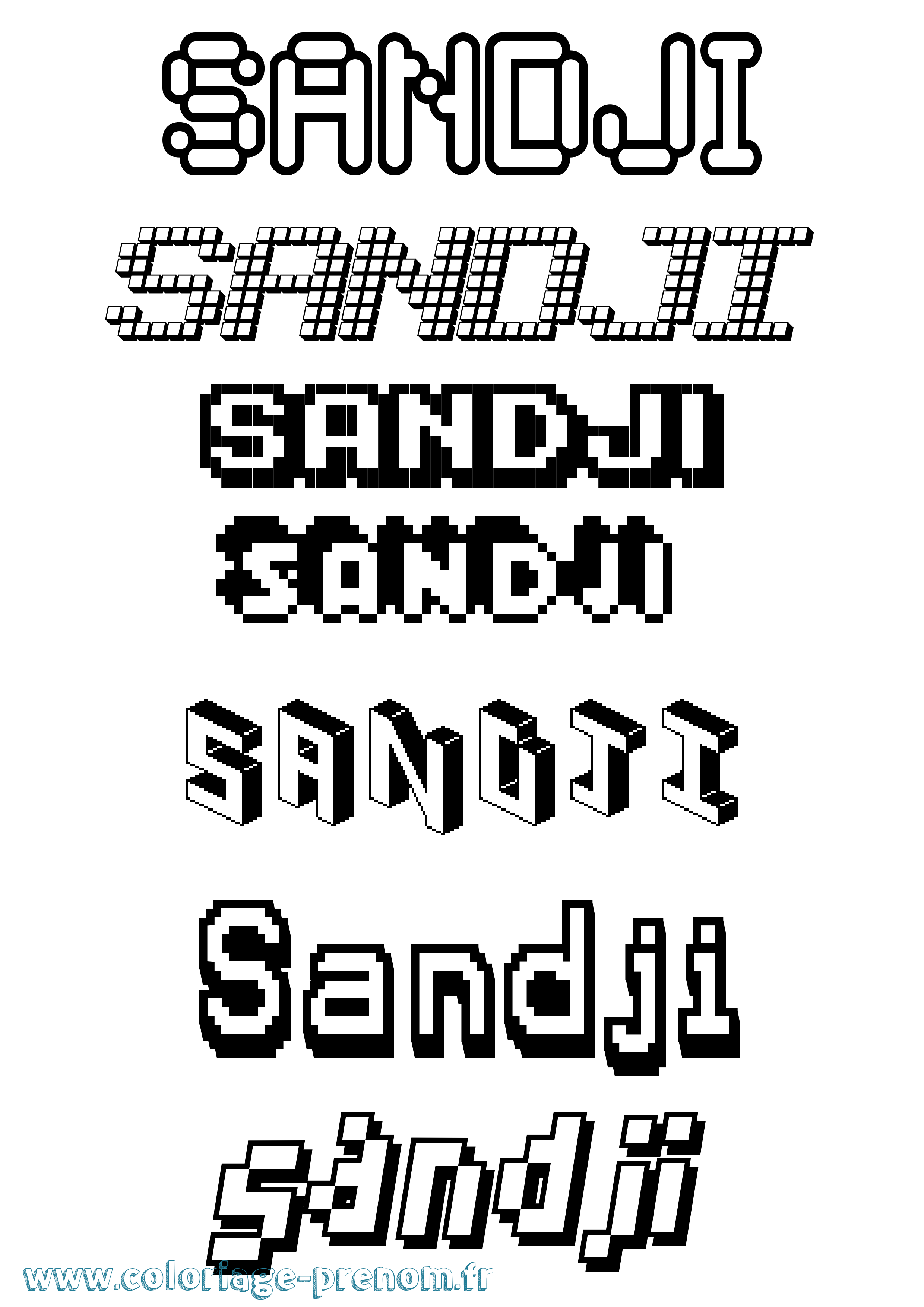 Coloriage Sandji Pixel Coloriage prénom Sandji Pixel